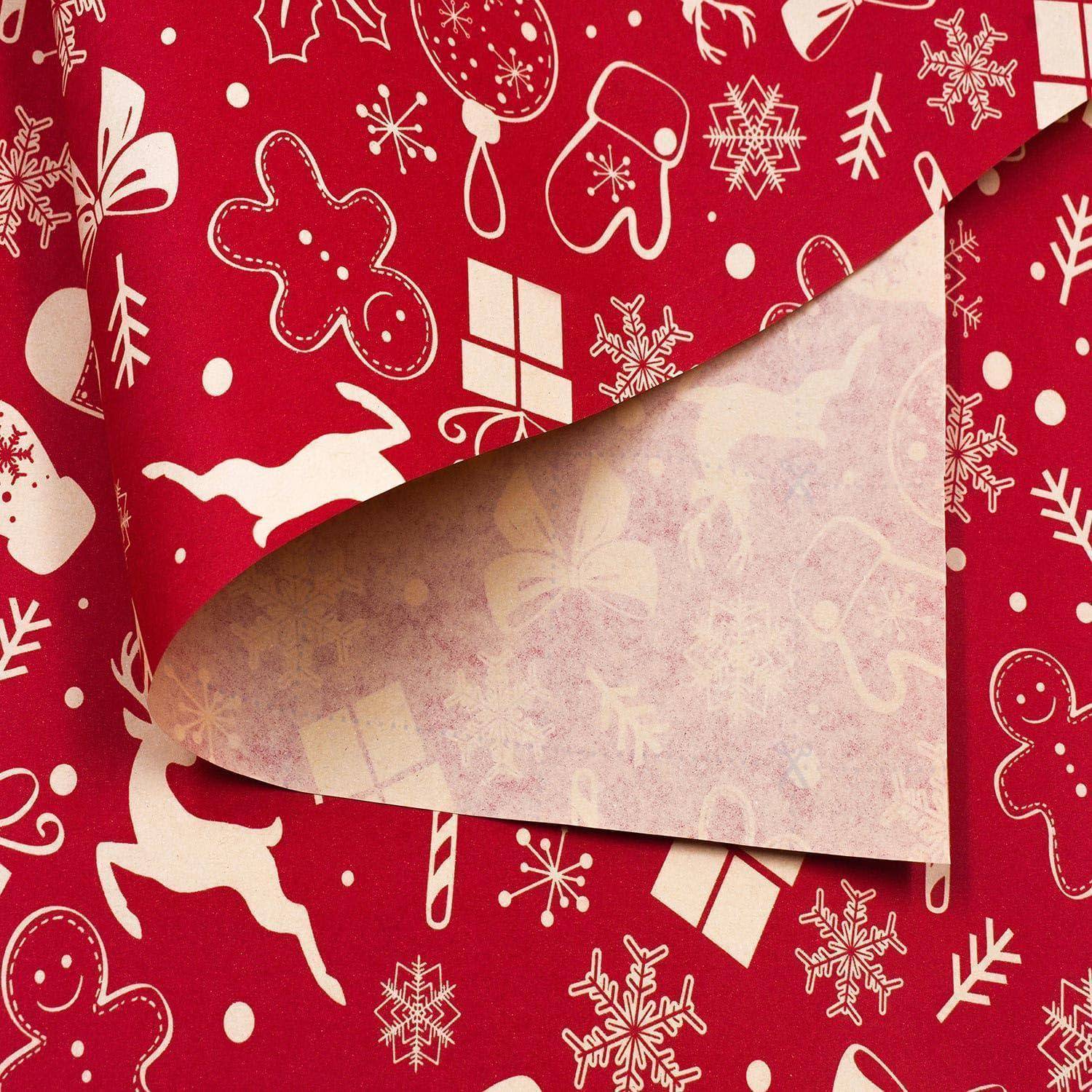Weihnachtsgeschenkpapierrolle 43x15m rot Kraftpapier umweltfreundlich