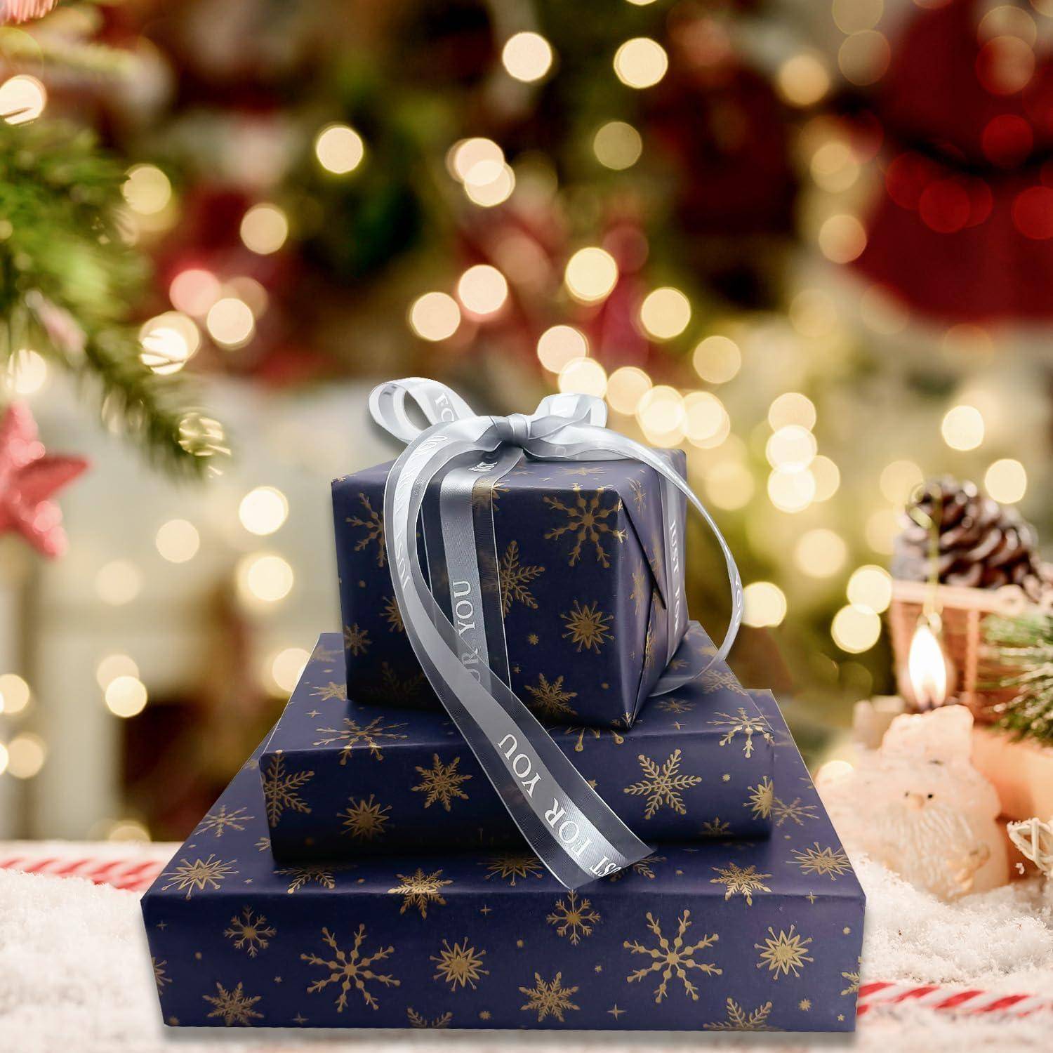 Geschenkpapierrolle Schneeflocken Weihnachten 76cmx12m A