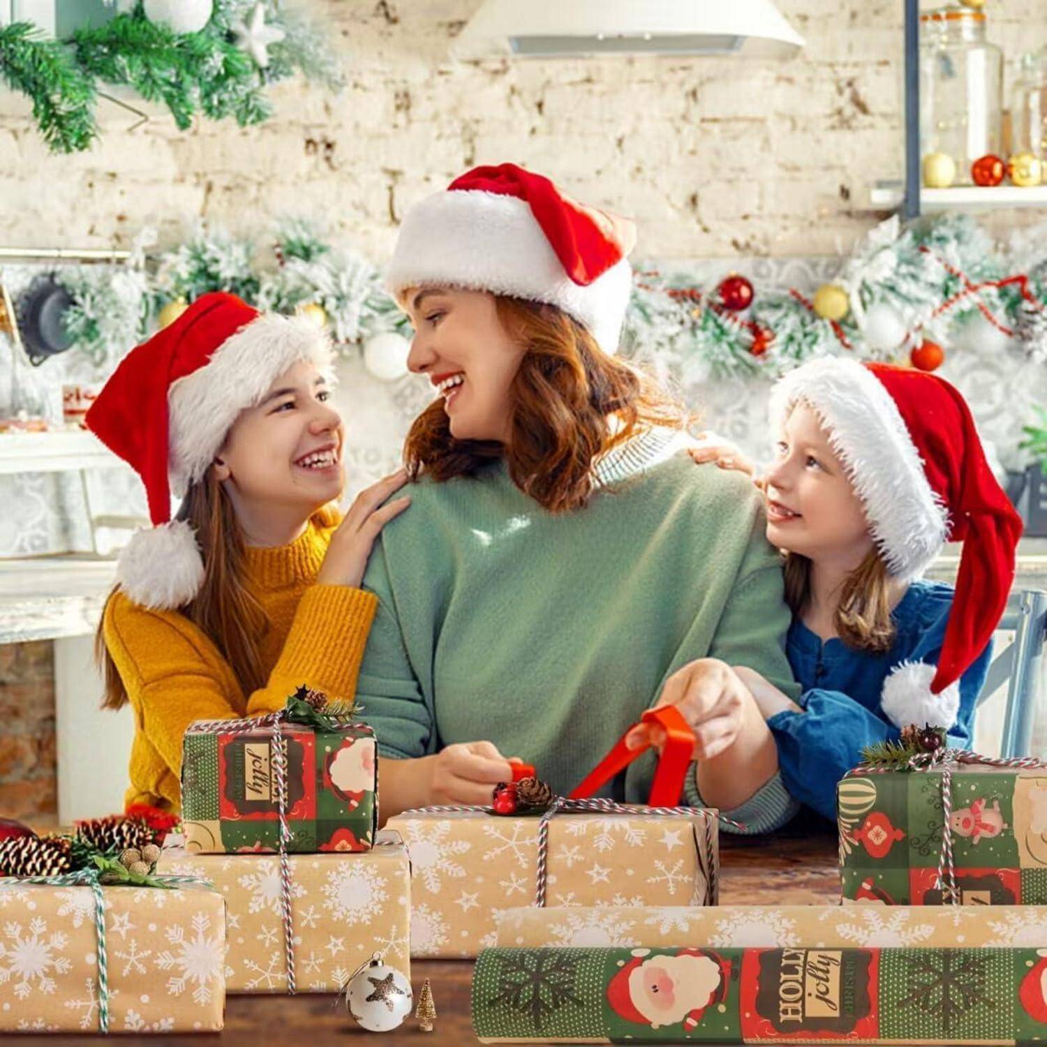 2 Rollen Weihnachtspapier Kraftpapier Xmas Geschenkpapier 43cm x 15m