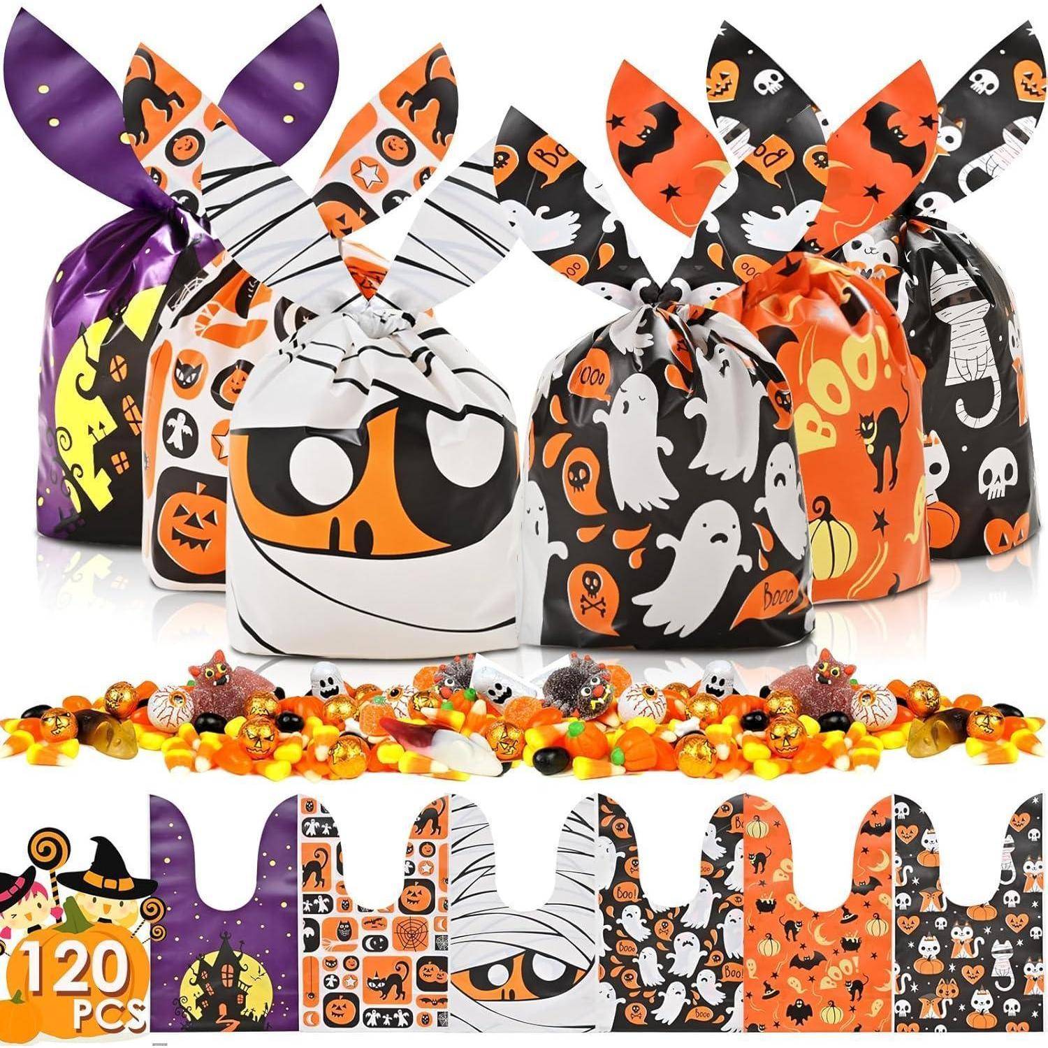 120 Halloween Süßigkeitentüten Hasenohren-Design 34x58cm