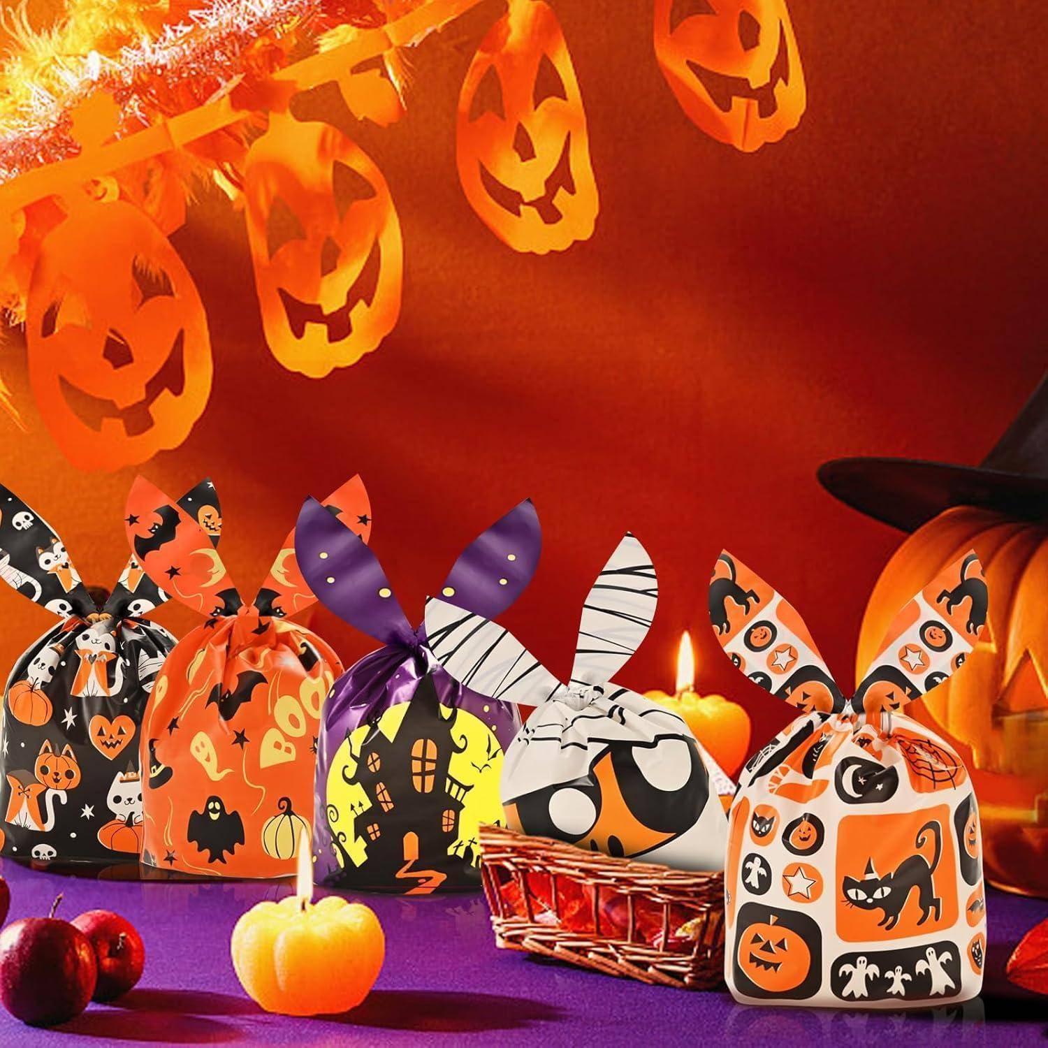 120 Halloween Süßigkeitentüten Hasenohren-Design 34x58cm
