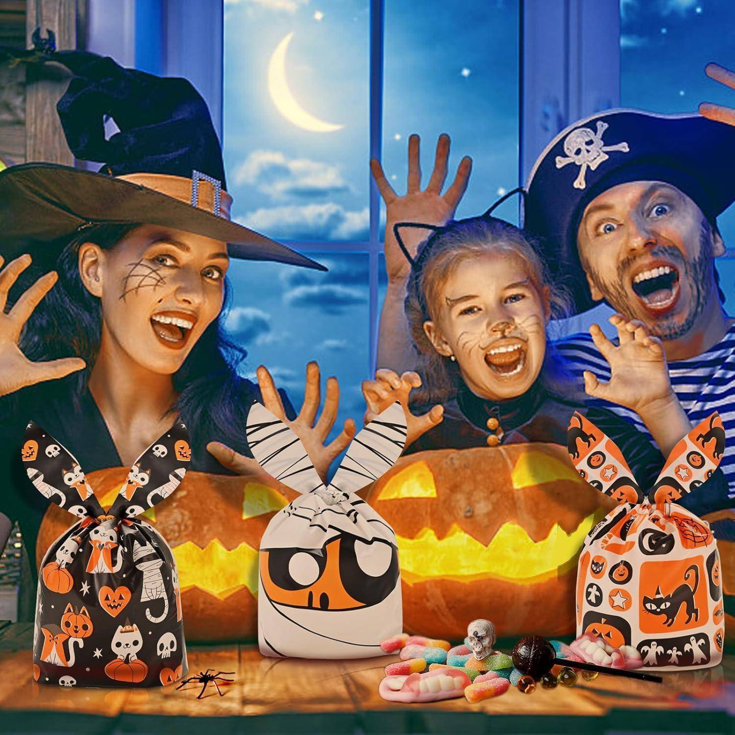 120 Halloween Süßigkeitentüten Hasenohren-Design 34x58cm