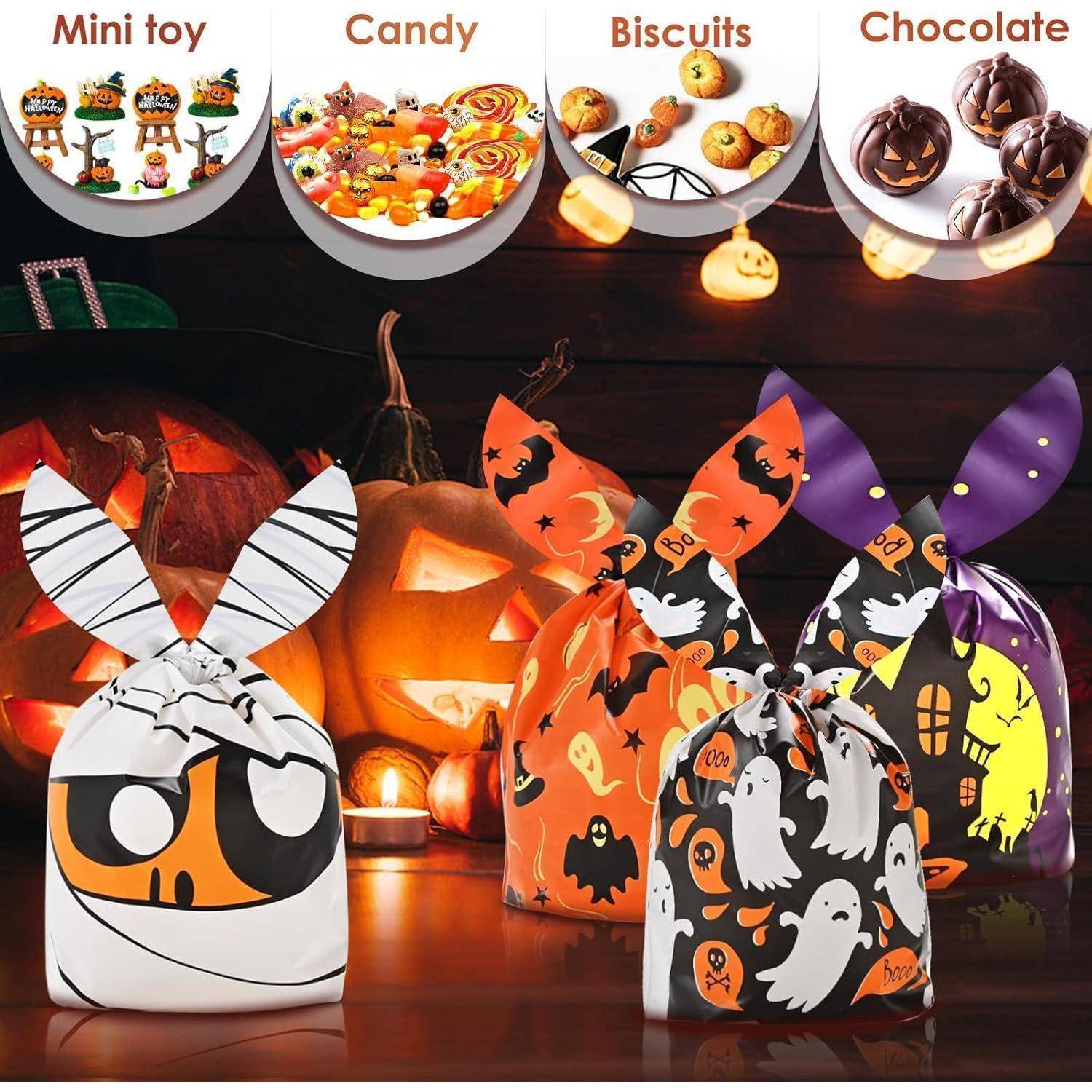 120 Halloween Süßigkeitentüten Hasenohren-Design 34x58cm