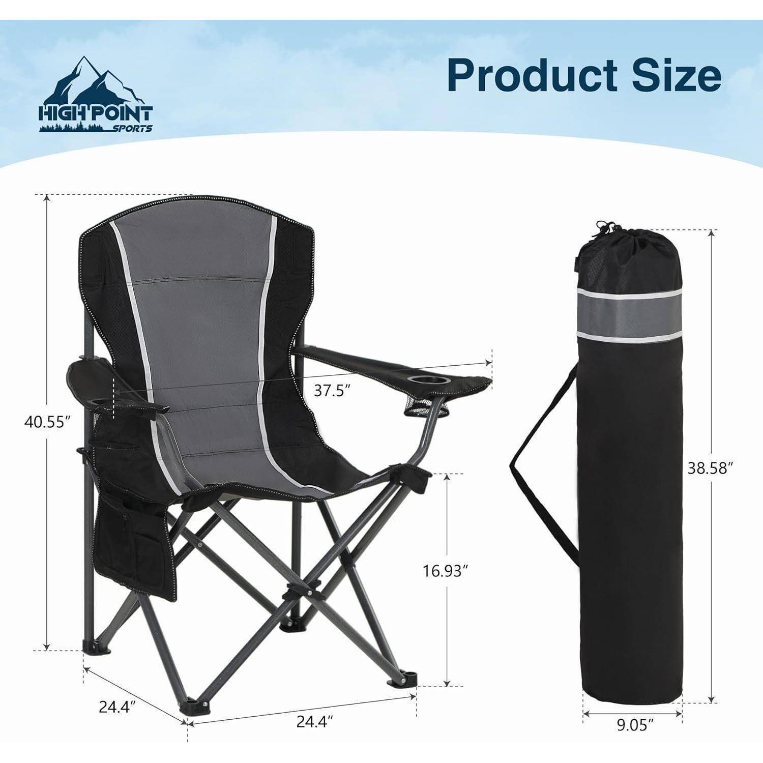 Campingstuhl XXL Faltbar 160kg belastbar Angelstuhl mit