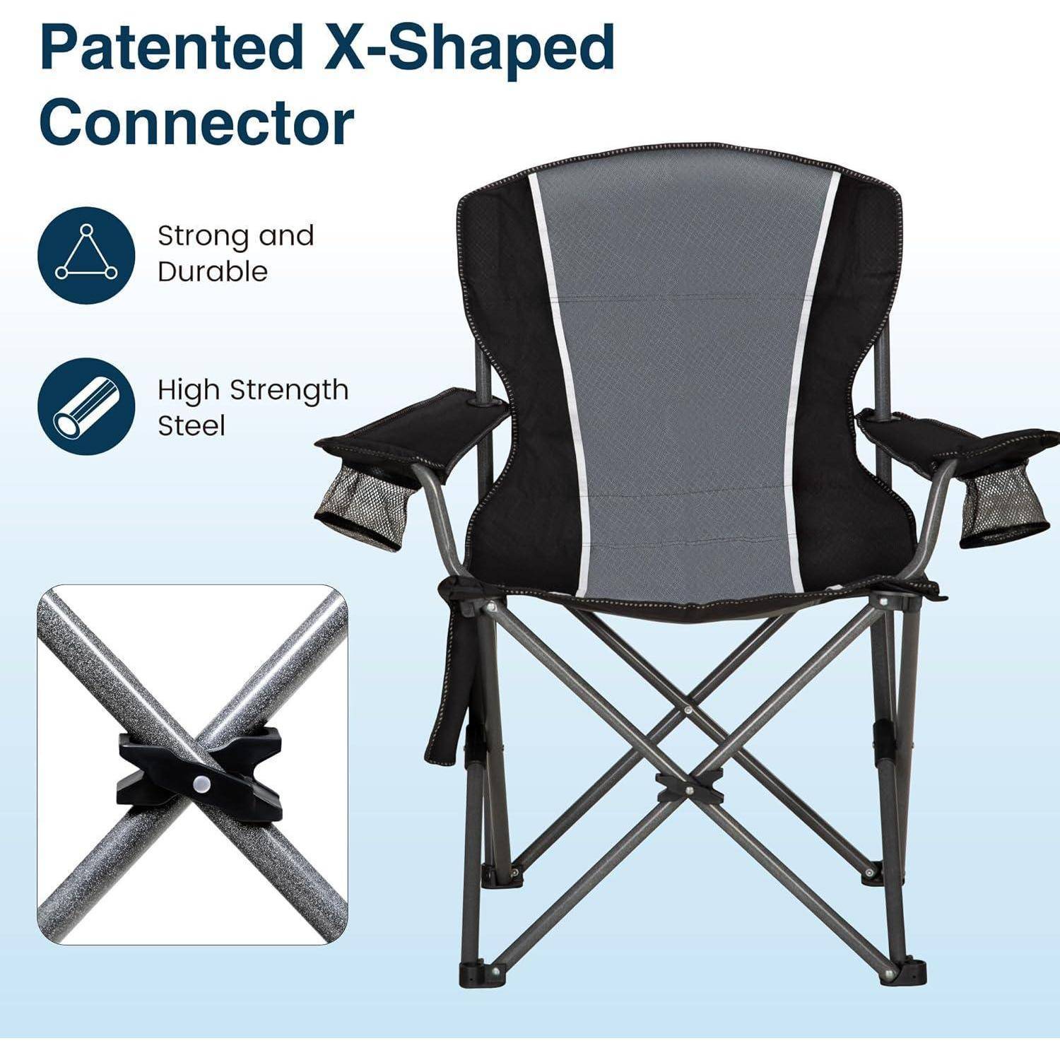 Campingstuhl XXL Faltbar 160kg belastbar Angelstuhl mit