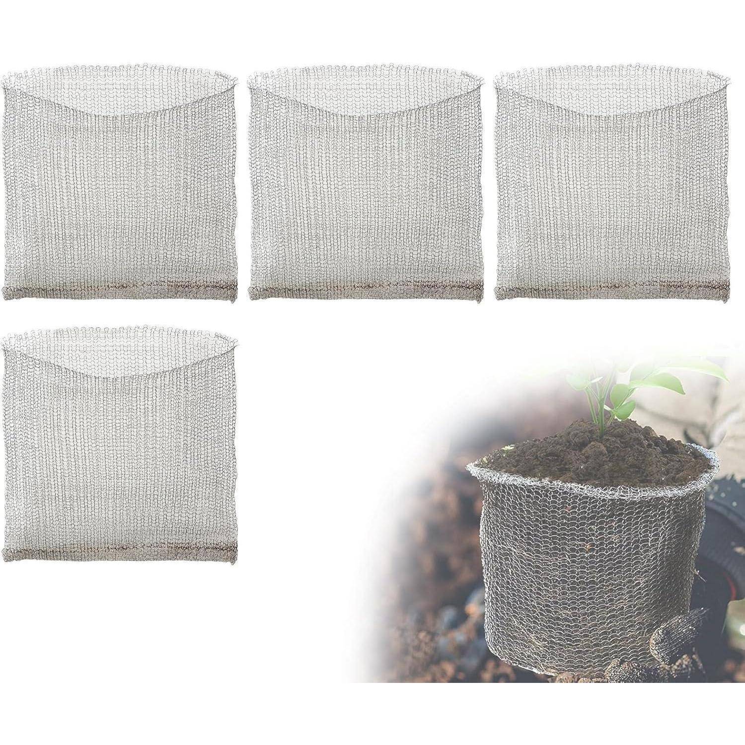 4er Set Wurzelschutzkörbe Edelstahl für Gartenpflanzen