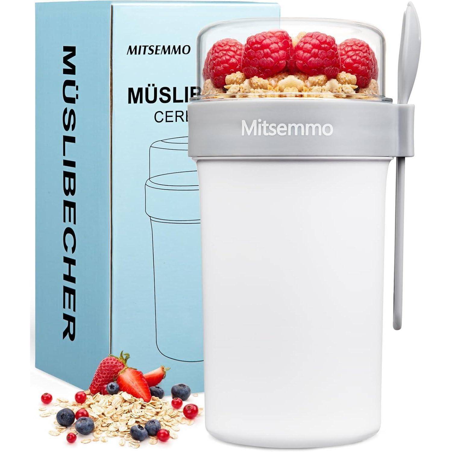 Müslibecher to Go 760ml+230ml Joghurtbecher mit Löffel
