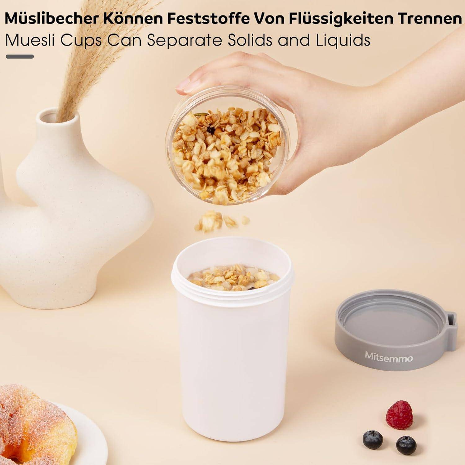 Müslibecher to Go 760ml+230ml Joghurtbecher mit Löffel
