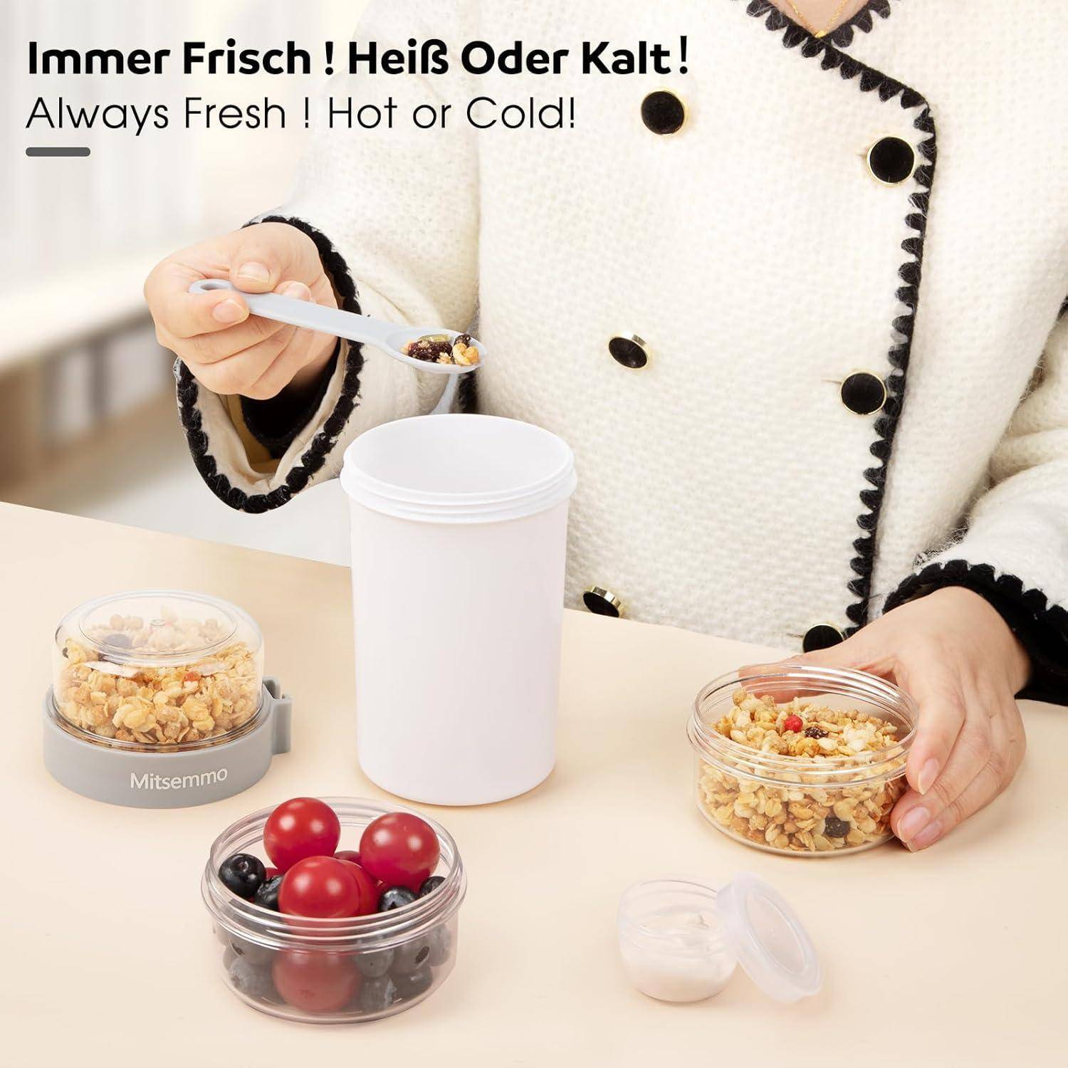Müslibecher to Go 760ml+230ml Joghurtbecher mit Löffel