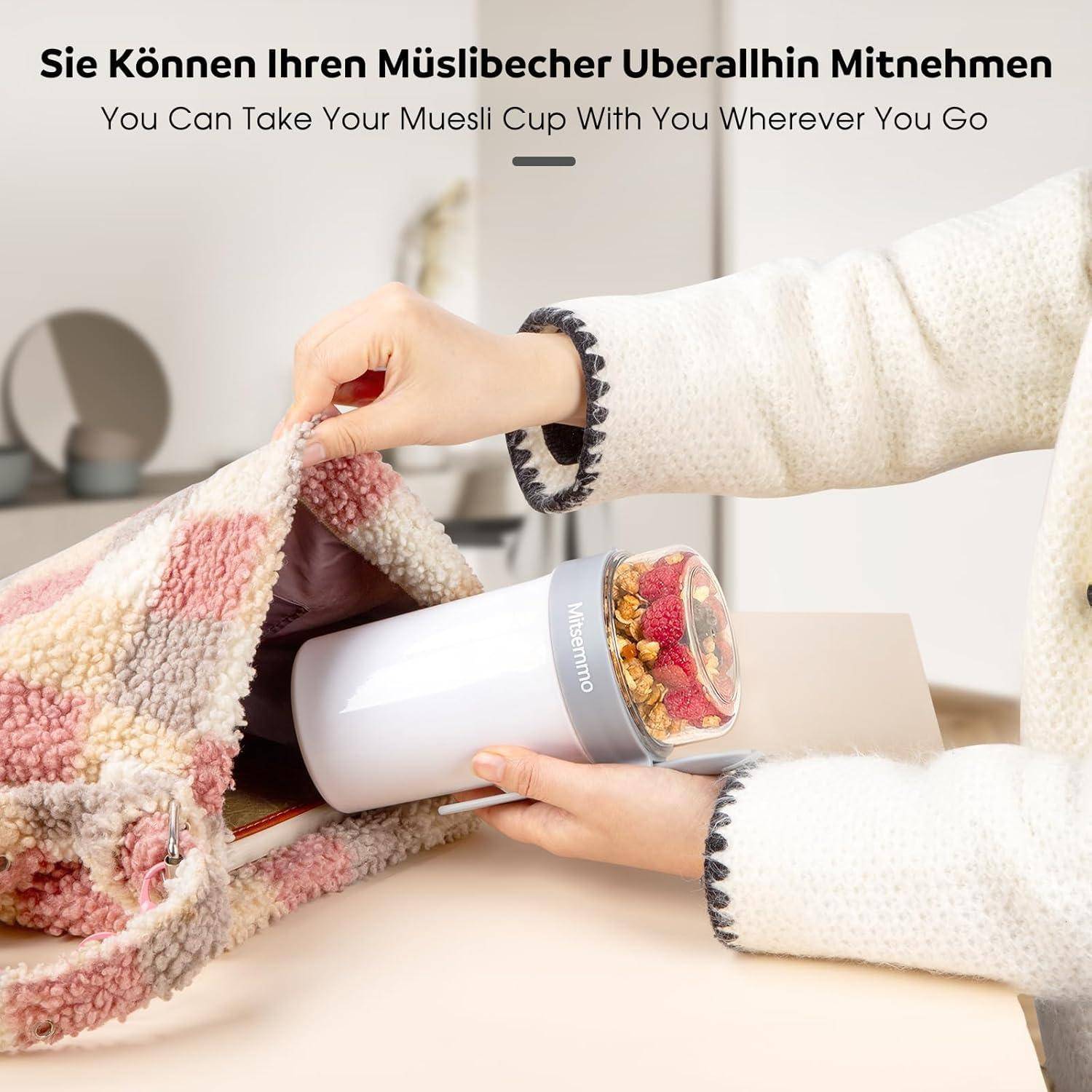 Müslibecher to Go 760ml+230ml Joghurtbecher mit Löffel