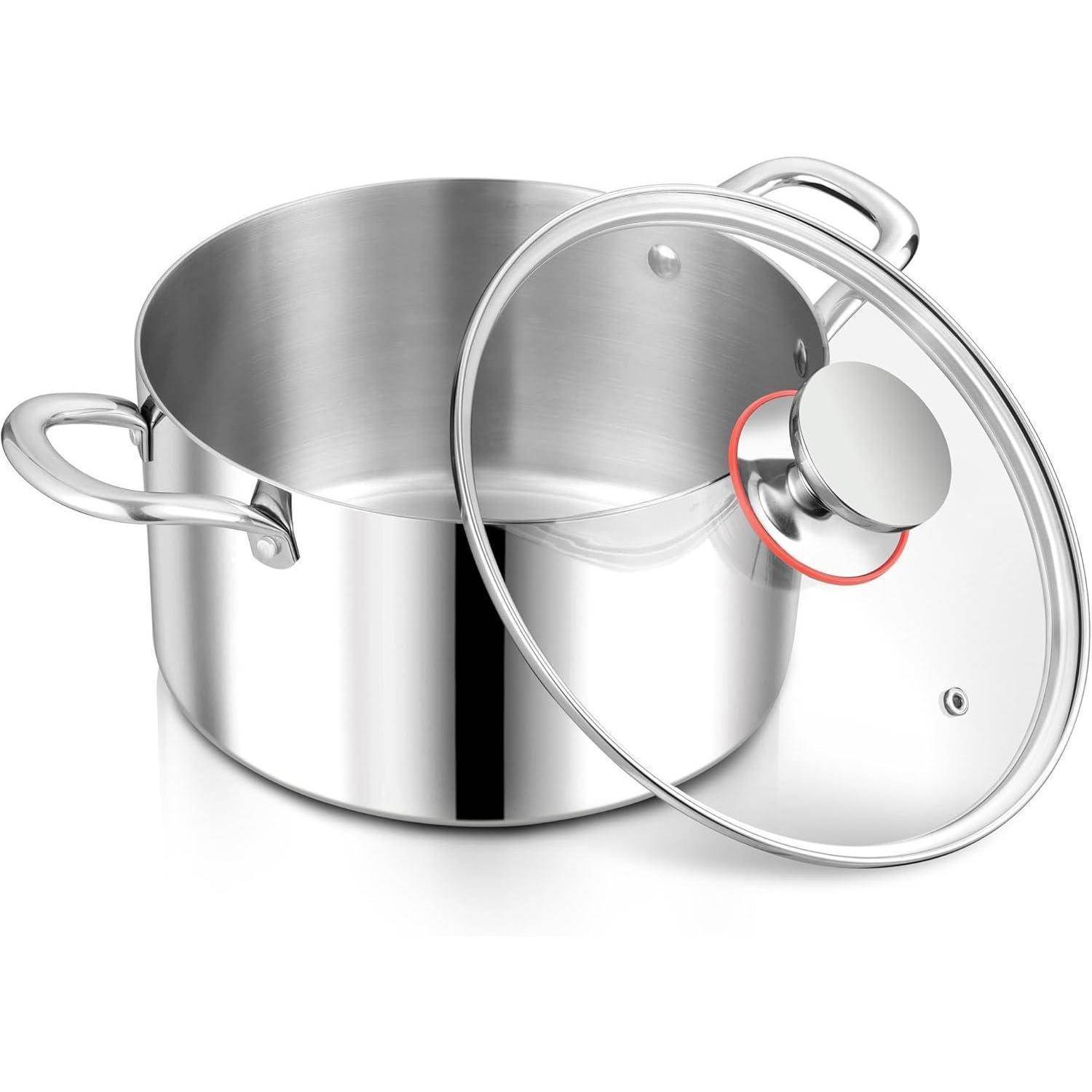 Edelstahl Kochtopf Induktion Glasdeckel Ø 22cm 5L Suppentopf