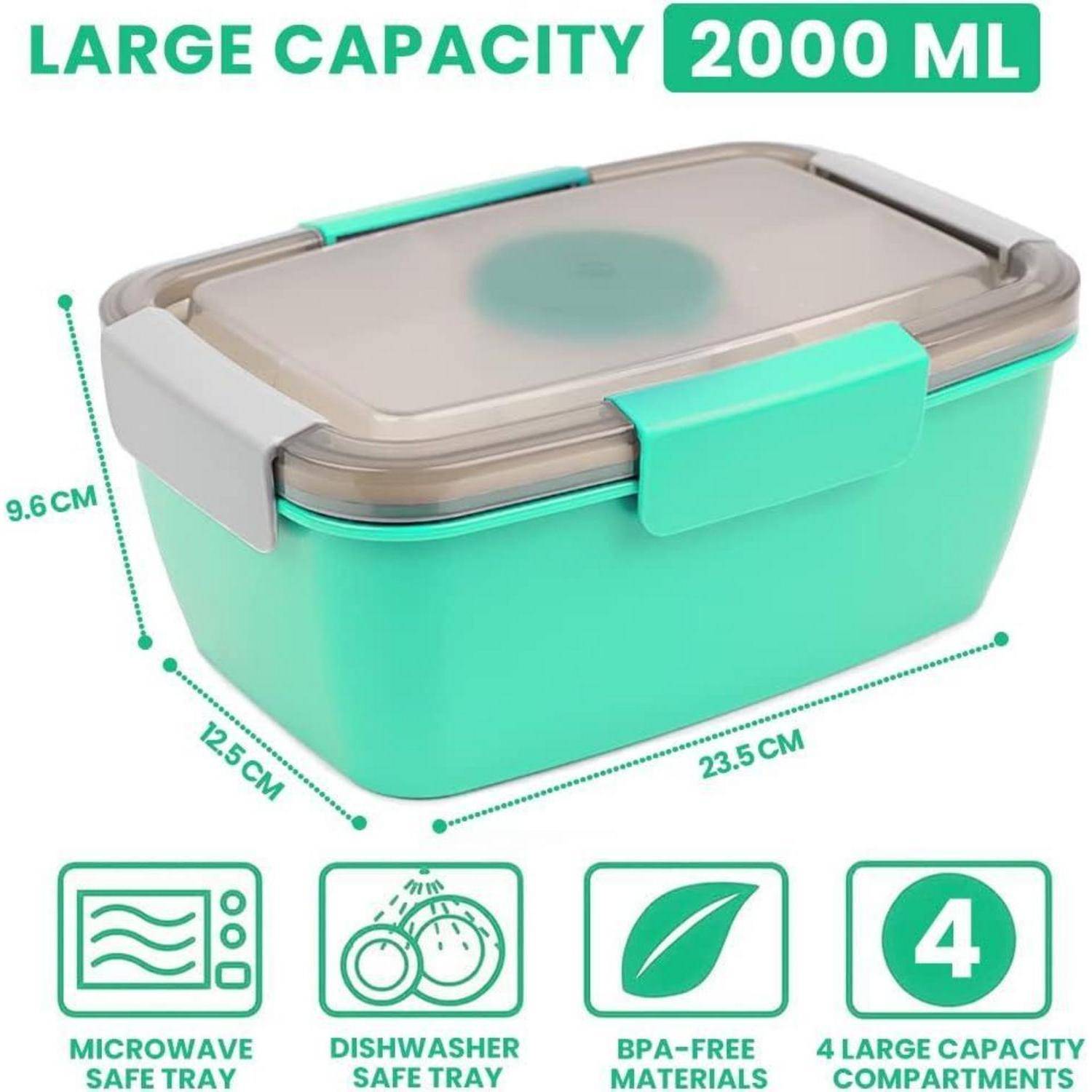 Lunchbox Erwachsene 2000ML 2er Set Auslaufsicher Salatbox mit Fächern