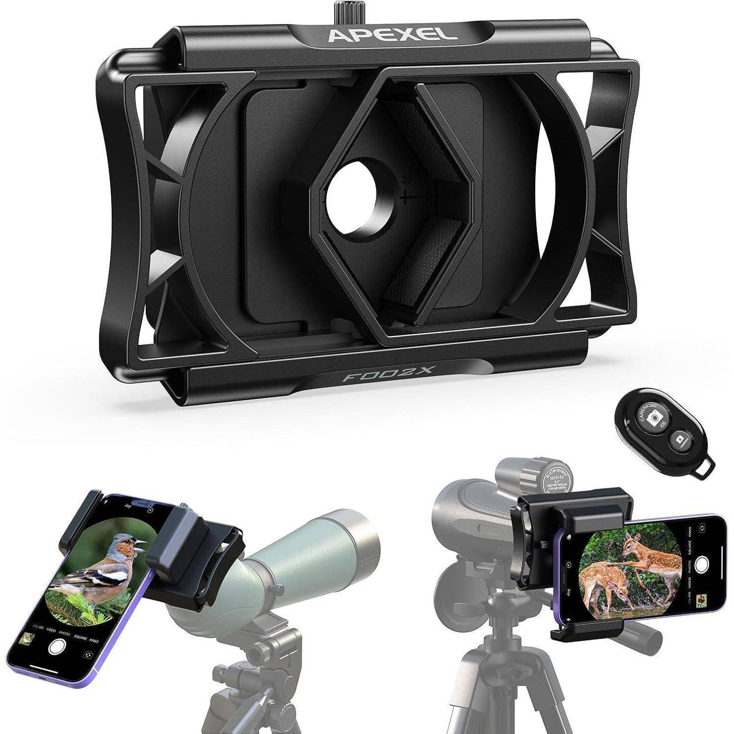 Universal Handy Adapter mit Fernauslöser 360° Drehung für Fernglas