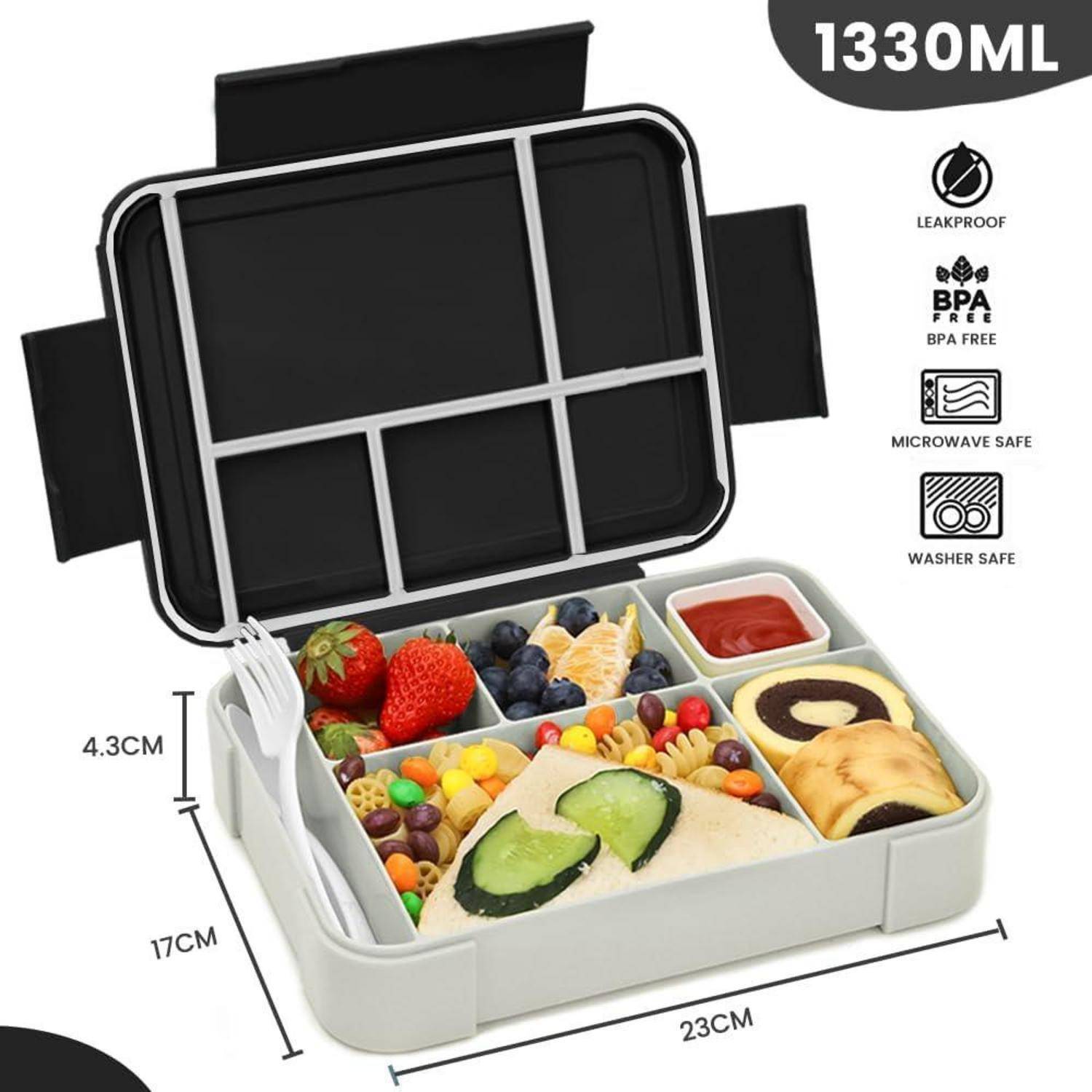 Brotdose Kinder mit Fächern 1330ML Lunchbox Auslaufsicher 6 Fächer