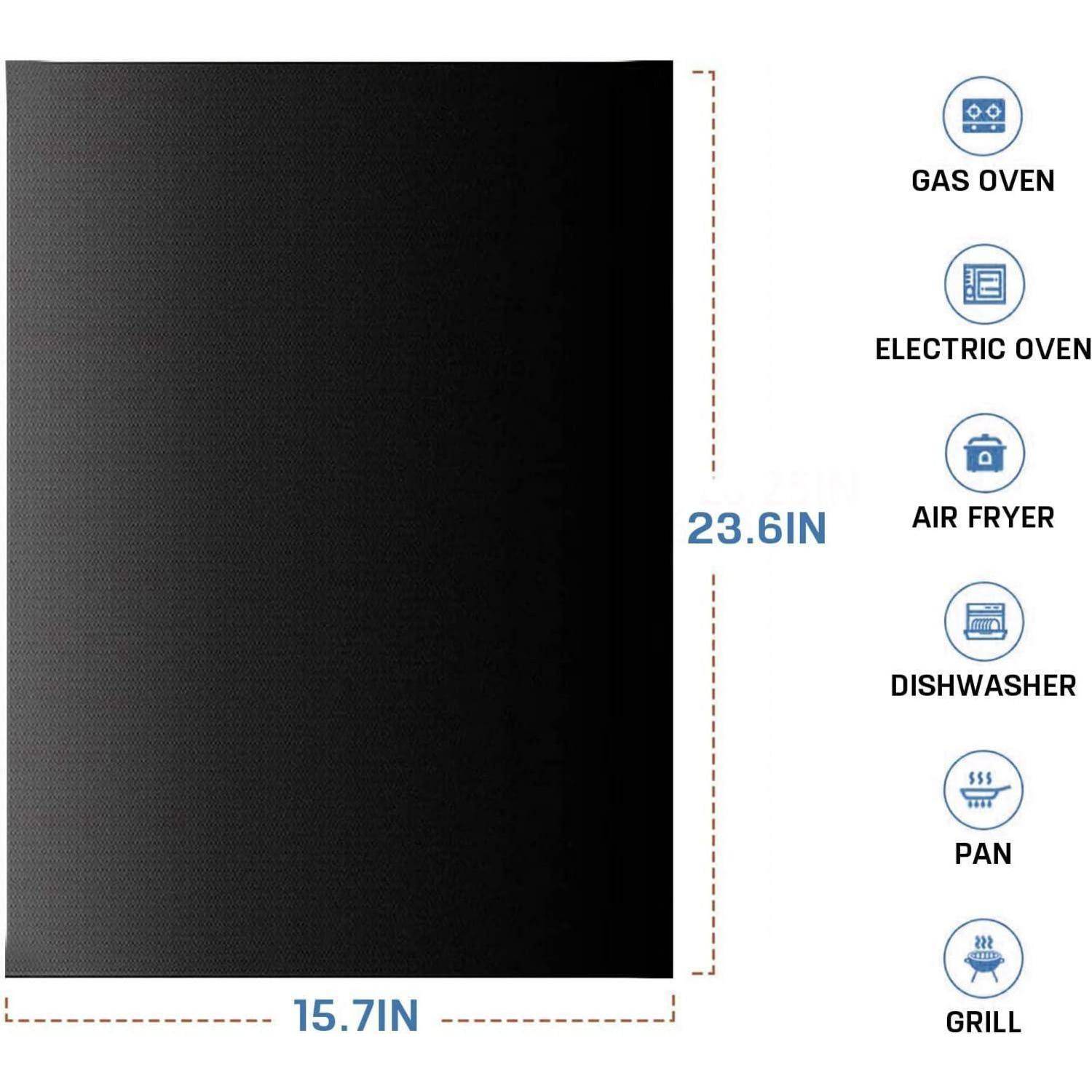 Große Ofeneinlagen 3 Stück Teflon Grillmatten Schwarz 40*60cm