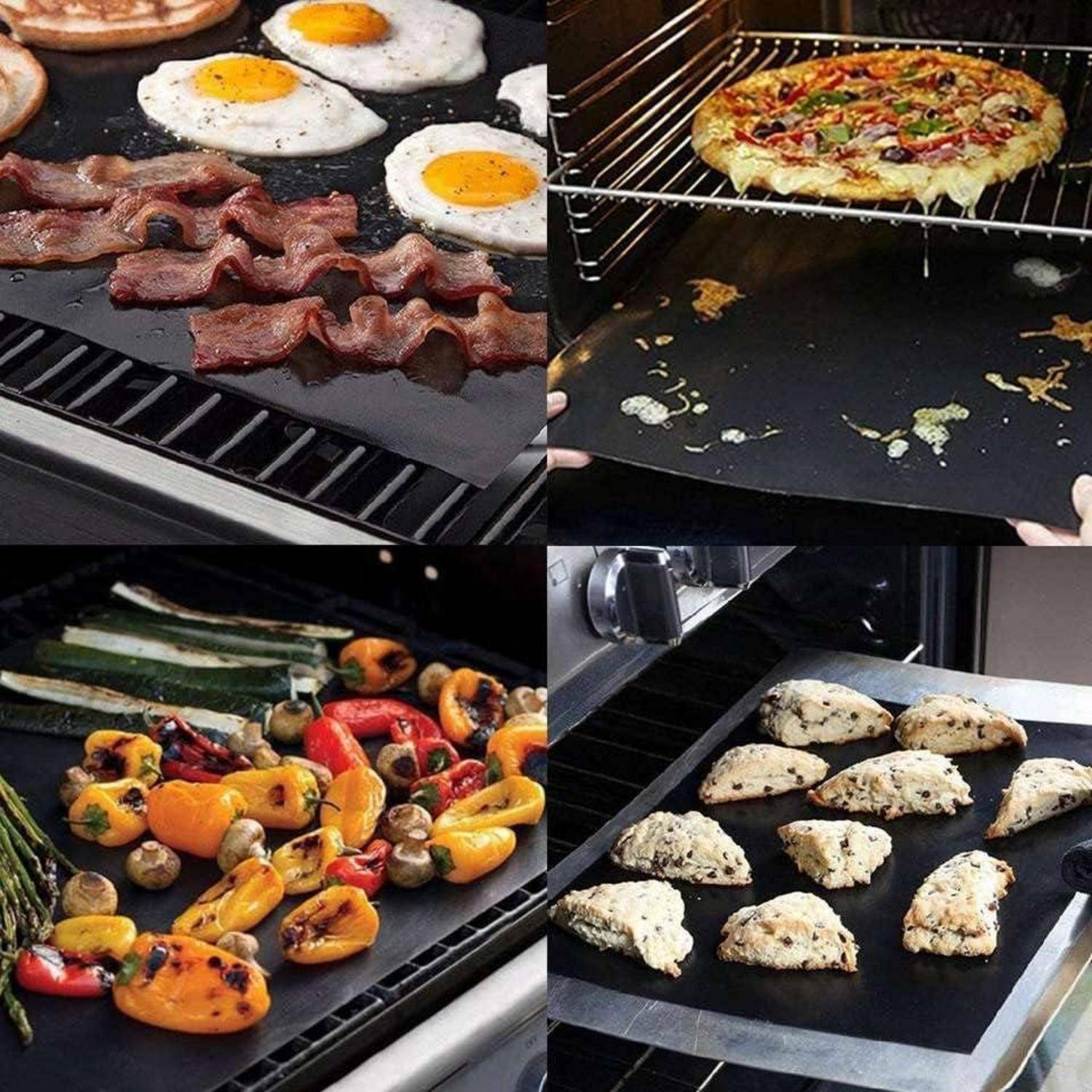 Große Ofeneinlagen 3 Stück Teflon Grillmatten Schwarz 40*60cm