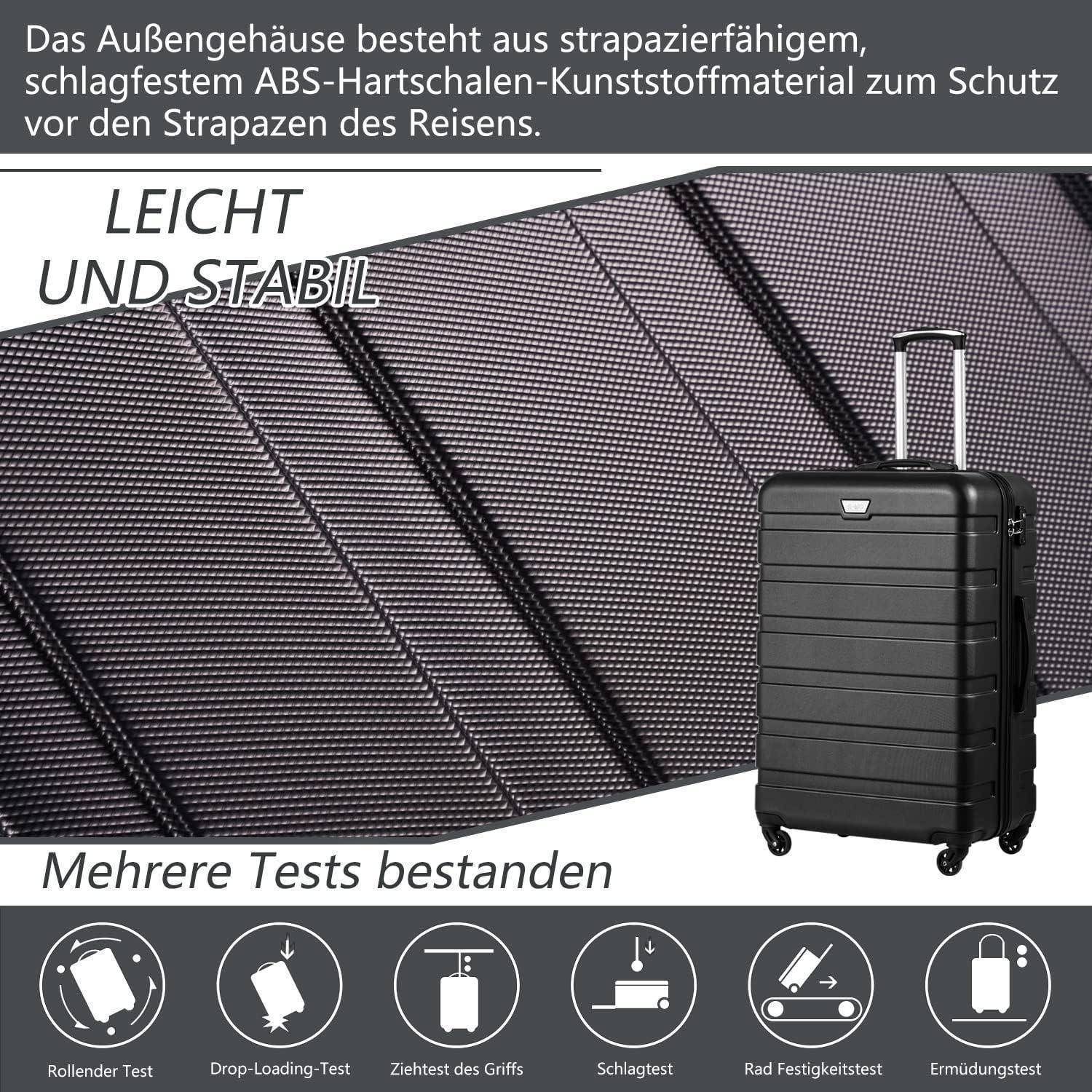 Hartschalen-Koffer Trolley TSA-Schloss 4 Rollen Handgepäck Dunkelblau