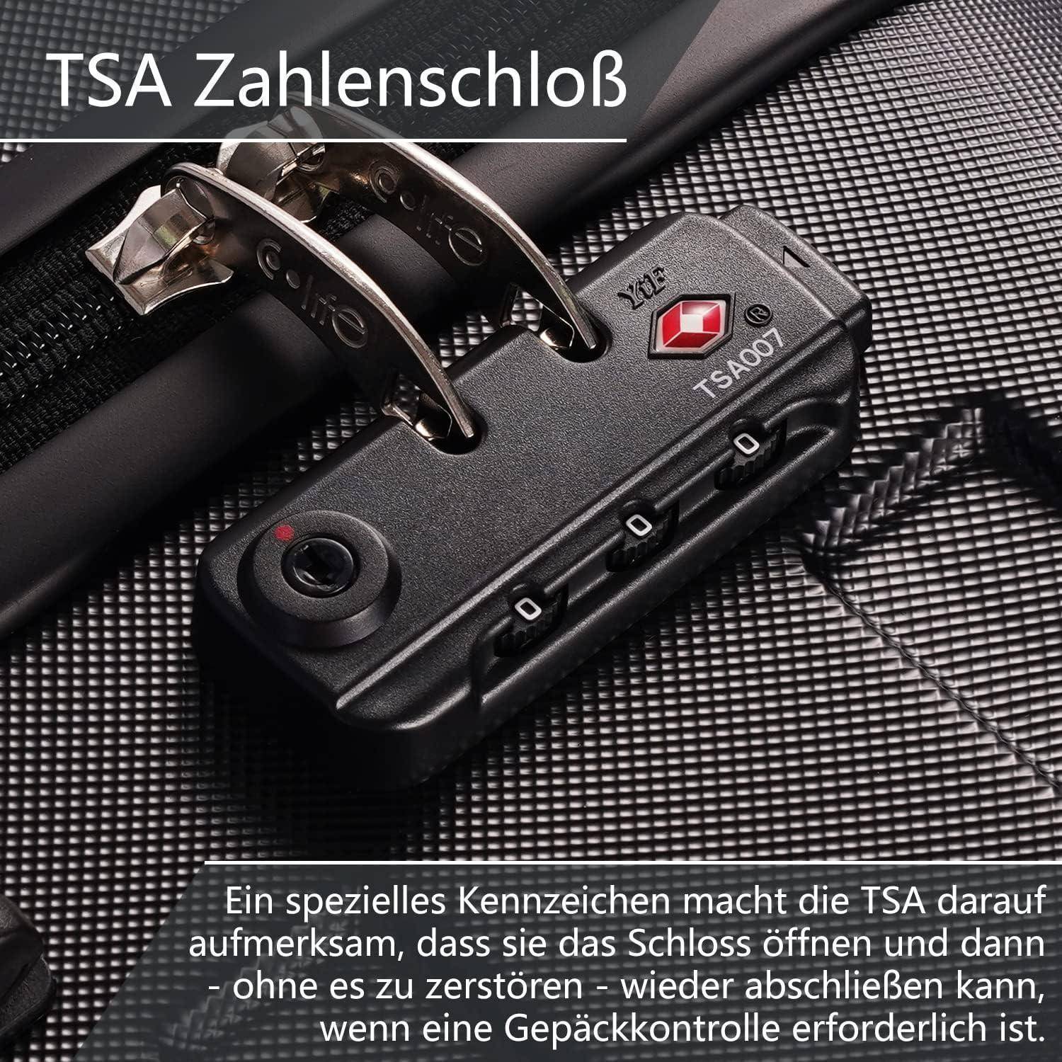 Hartschalen-Koffer Trolley TSA-Schloss 4 Rollen Handgepäck Dunkelblau