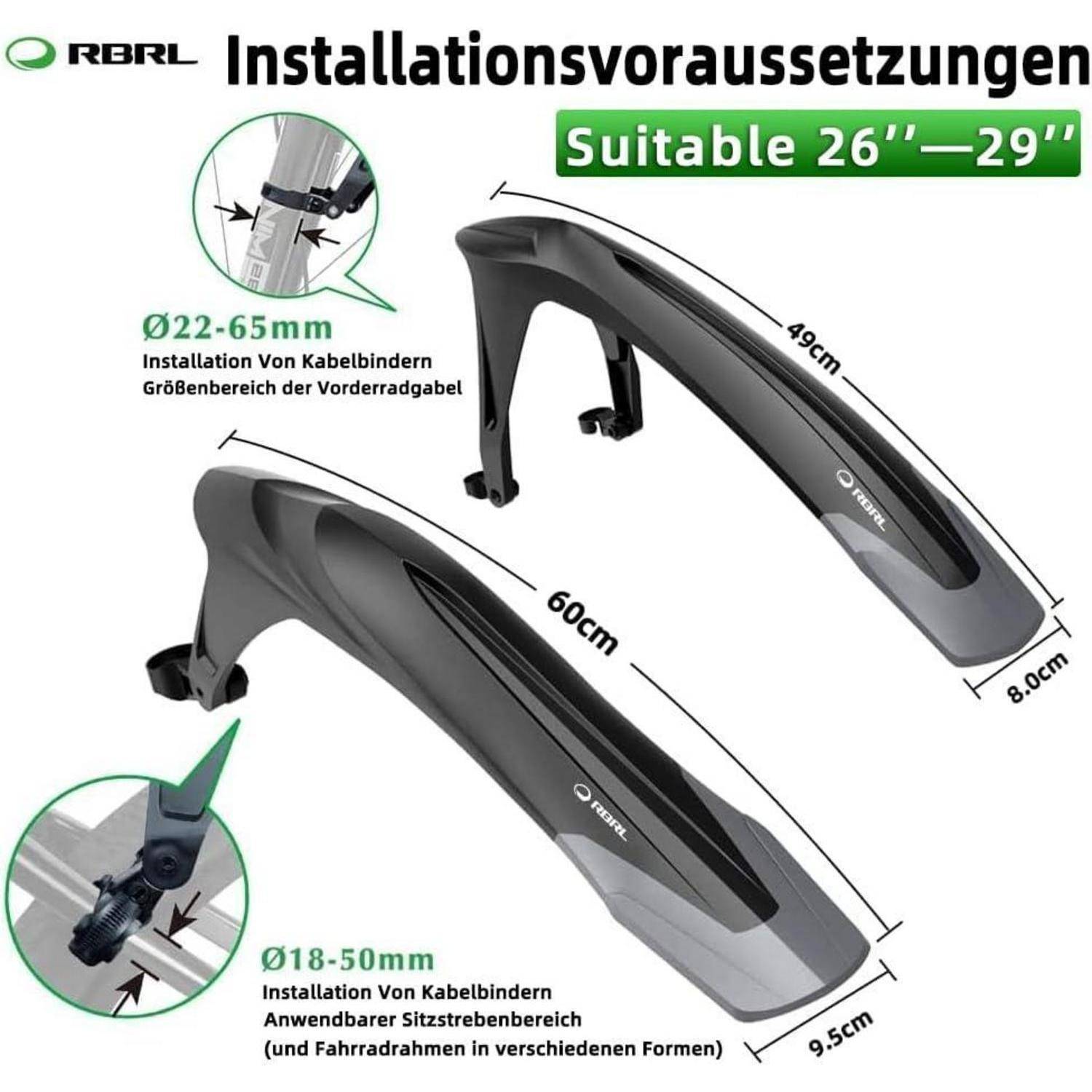 Bike Fender Set Adjustable MTB Mud Guard Thicken Widen Universal