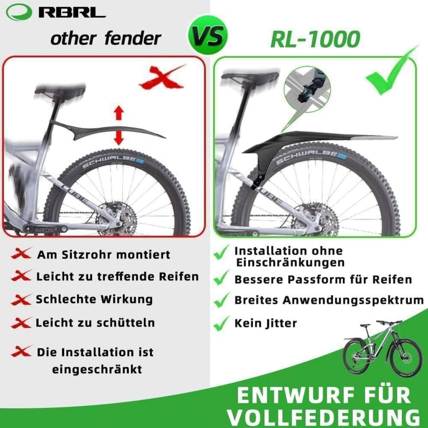 Bike Fender Set Adjustable MTB Mud Guard Thicken Widen Universal