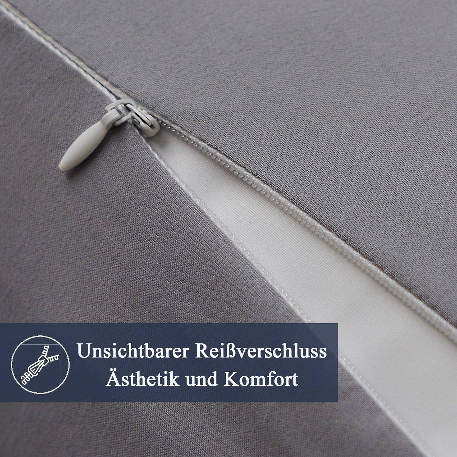 Eine Nahaufnahme einer Kissenhülle zeigt ein unsichtbares Reißverschlussdesign, das darauf abzielt, Ästhetik und Komfort zu verbessern.