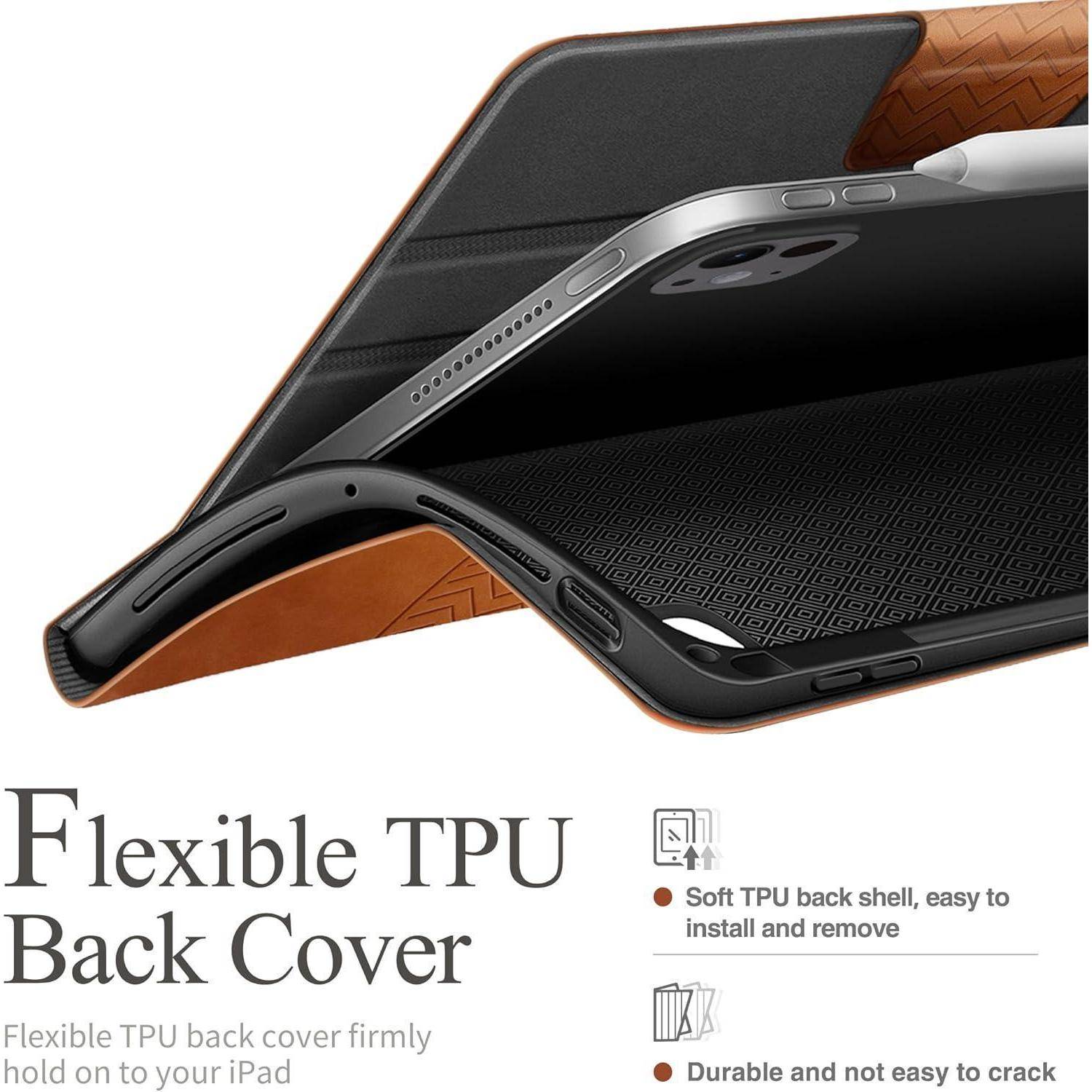 Hülle iPad Pro 13 Zoll M4 PU Leder Stifthalter Pencil Braun