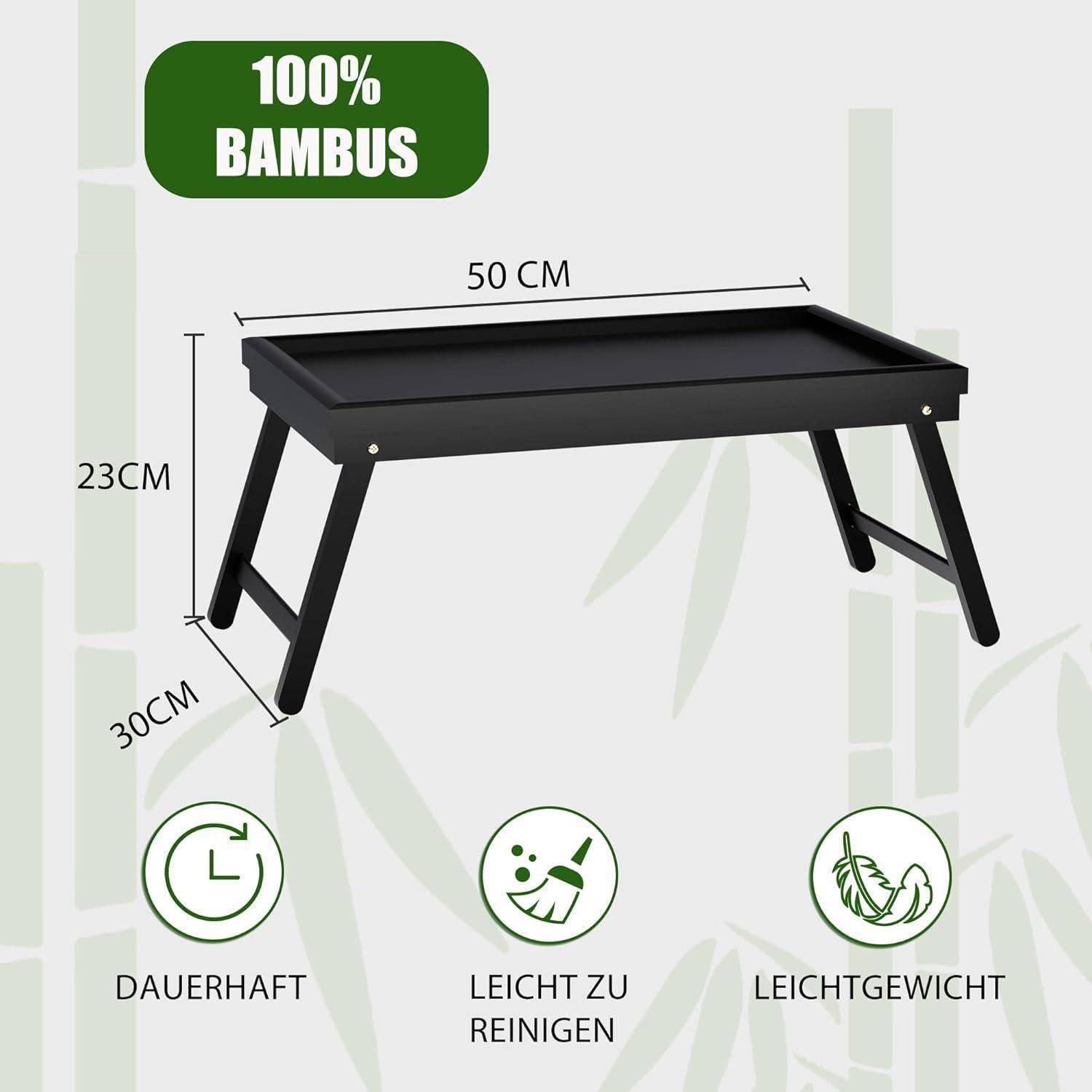 Frühstückstablett Bambus Betttisch Klappbar Essenstablett Fuß Tablett