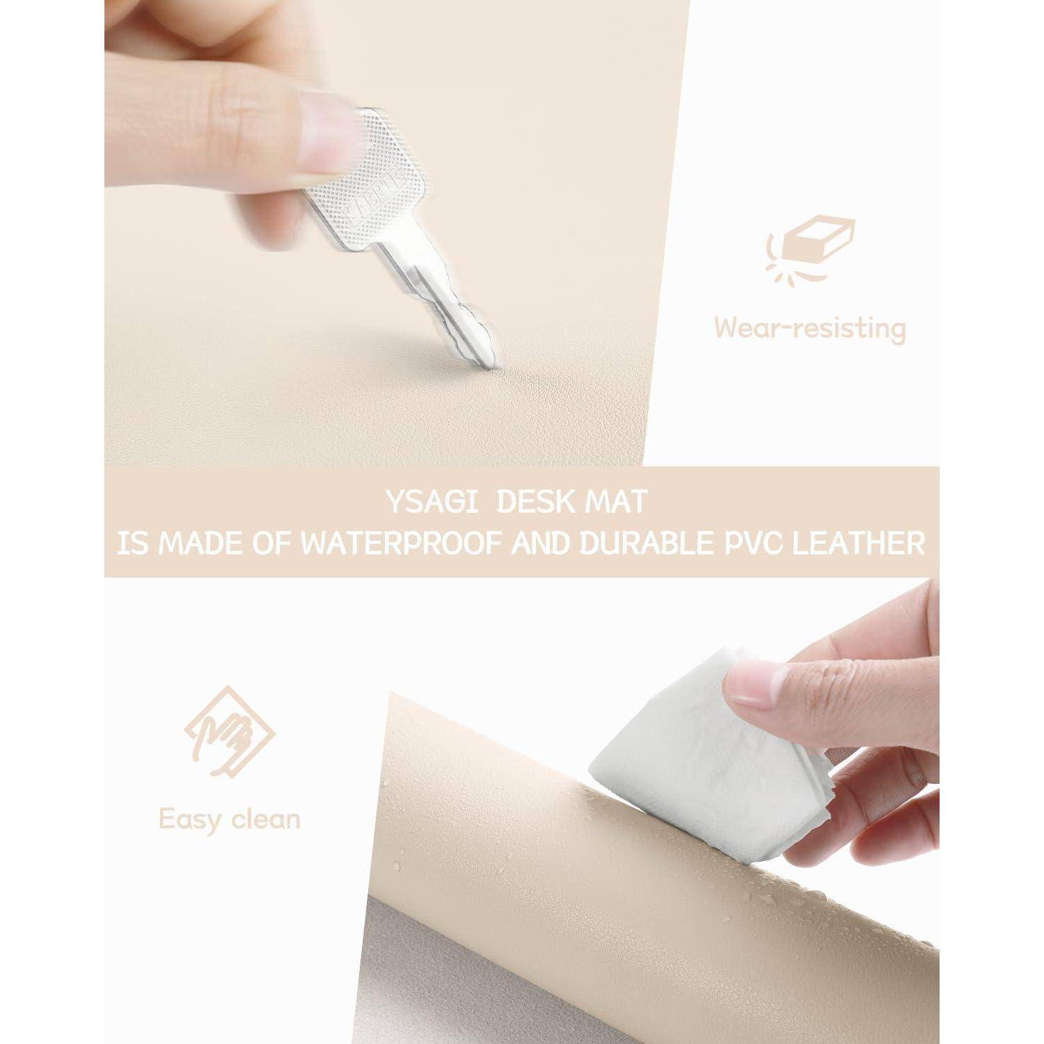 Schreibtischunterlage Mauspad Leder Wildleder Beige 120x60cm