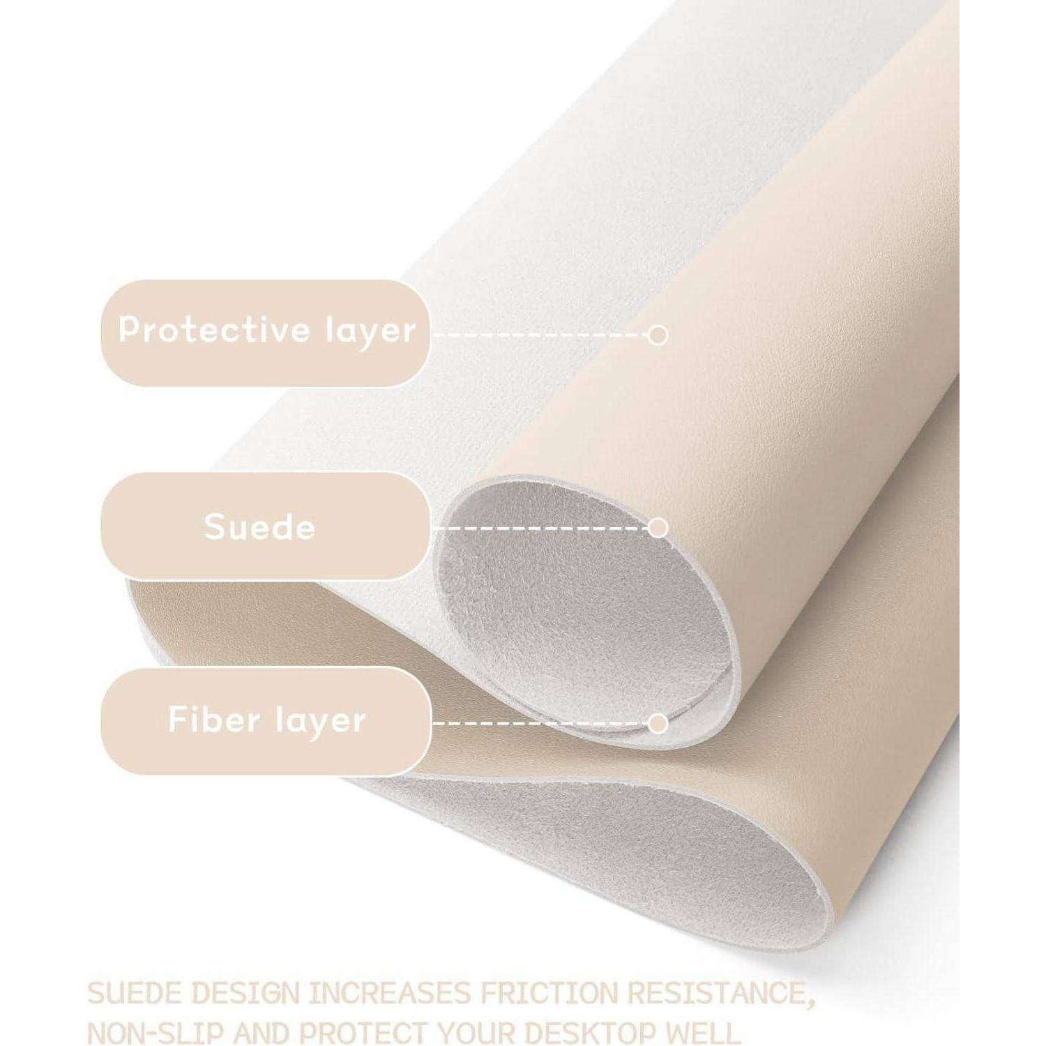 Schreibtischunterlage Mauspad Leder Wildleder Beige 120x60cm