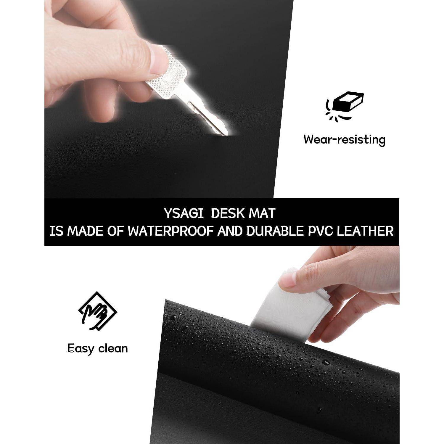 Großes Office Mousepad Schreibtischunterlage Leder Schwarz 90x43cm