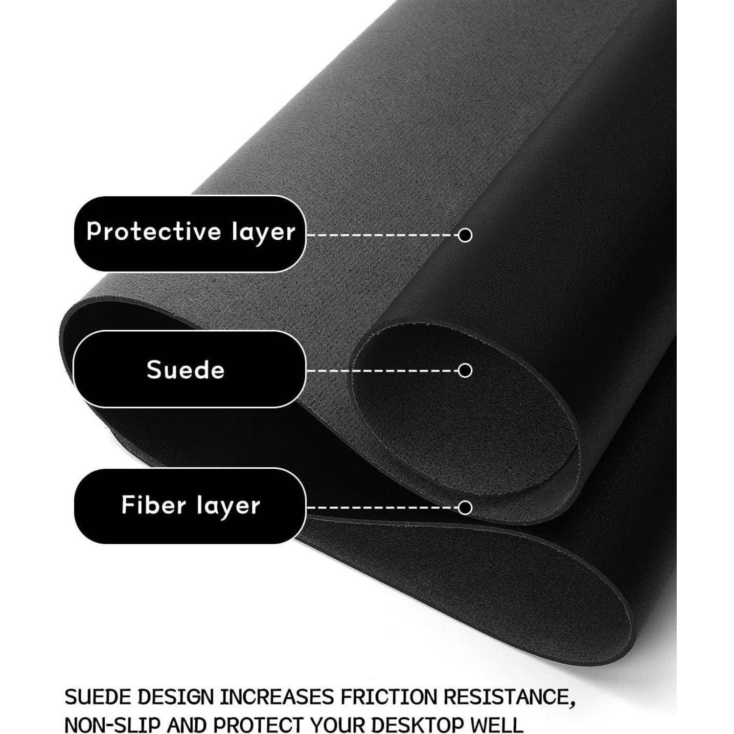 Schreibtischunterlage Mauspad Wildleder Laptop Büro Schwarz 100*50cm