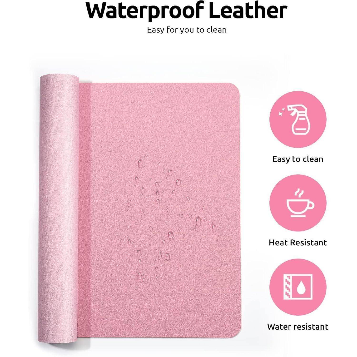 Schreibtischunterlage XXL 60x35cm Premium Leder Mauspad Pink