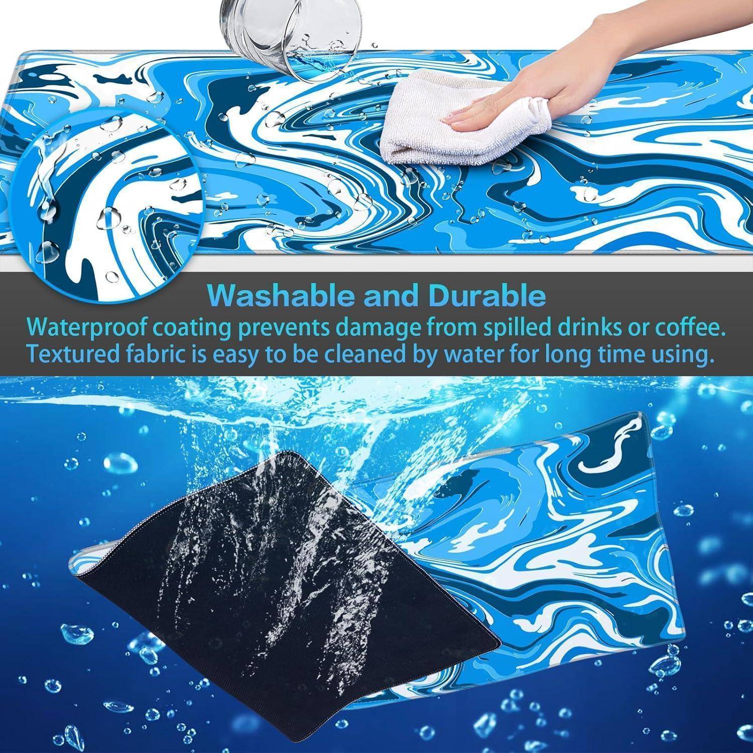 Waschbarer und strapazierfähiger Mauspad mit blau-weißem Marmormuster. Wasserdichte Beschichtung schützt vor Verschüttungen; lässt sich einfach mit Wasser reinigen.
