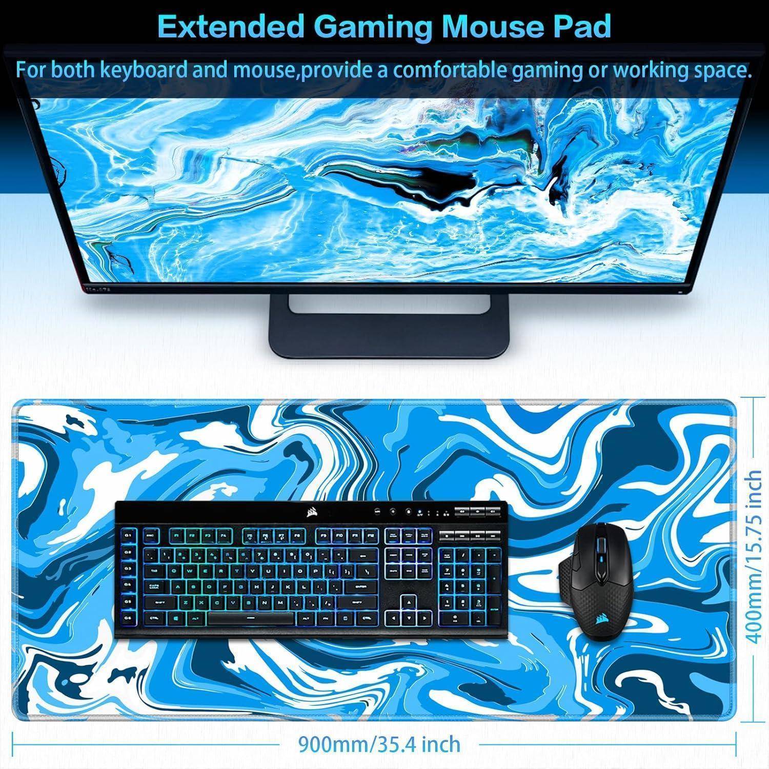 Gaming Mauspad XXL 900x400mm Fluid Art groß Wasserdicht