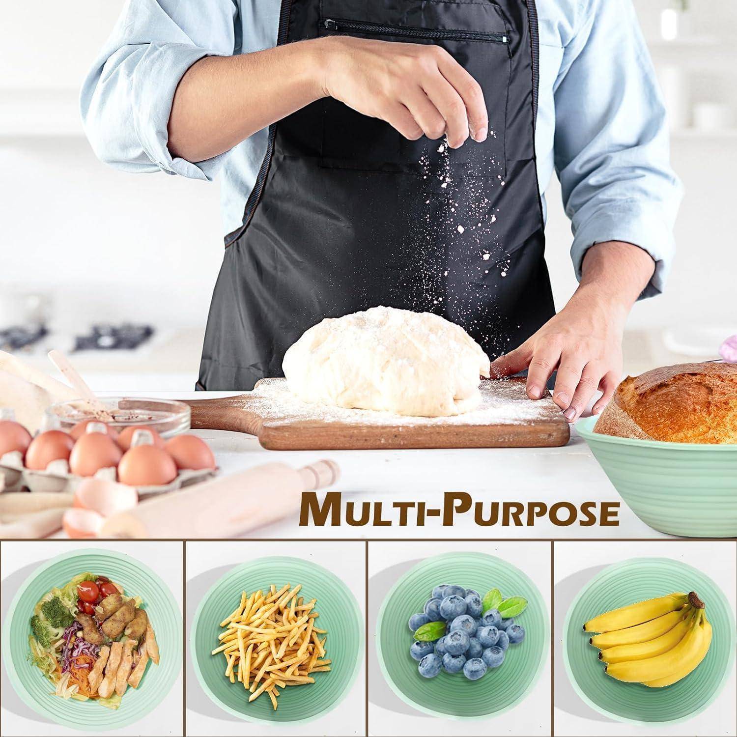 Silikon Gärkorb Set 9 Zoll rund & 10 Zoll oval, Sauerteig Starterkit