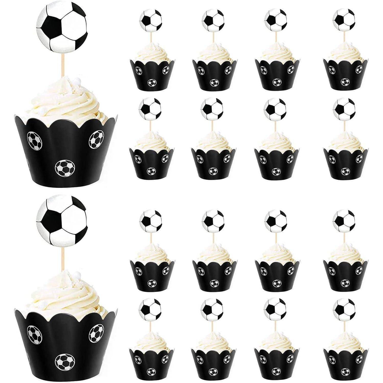 Fußball Cupcake Topper Set - 36 Stück Muffins Deko Fussball Mottoparty