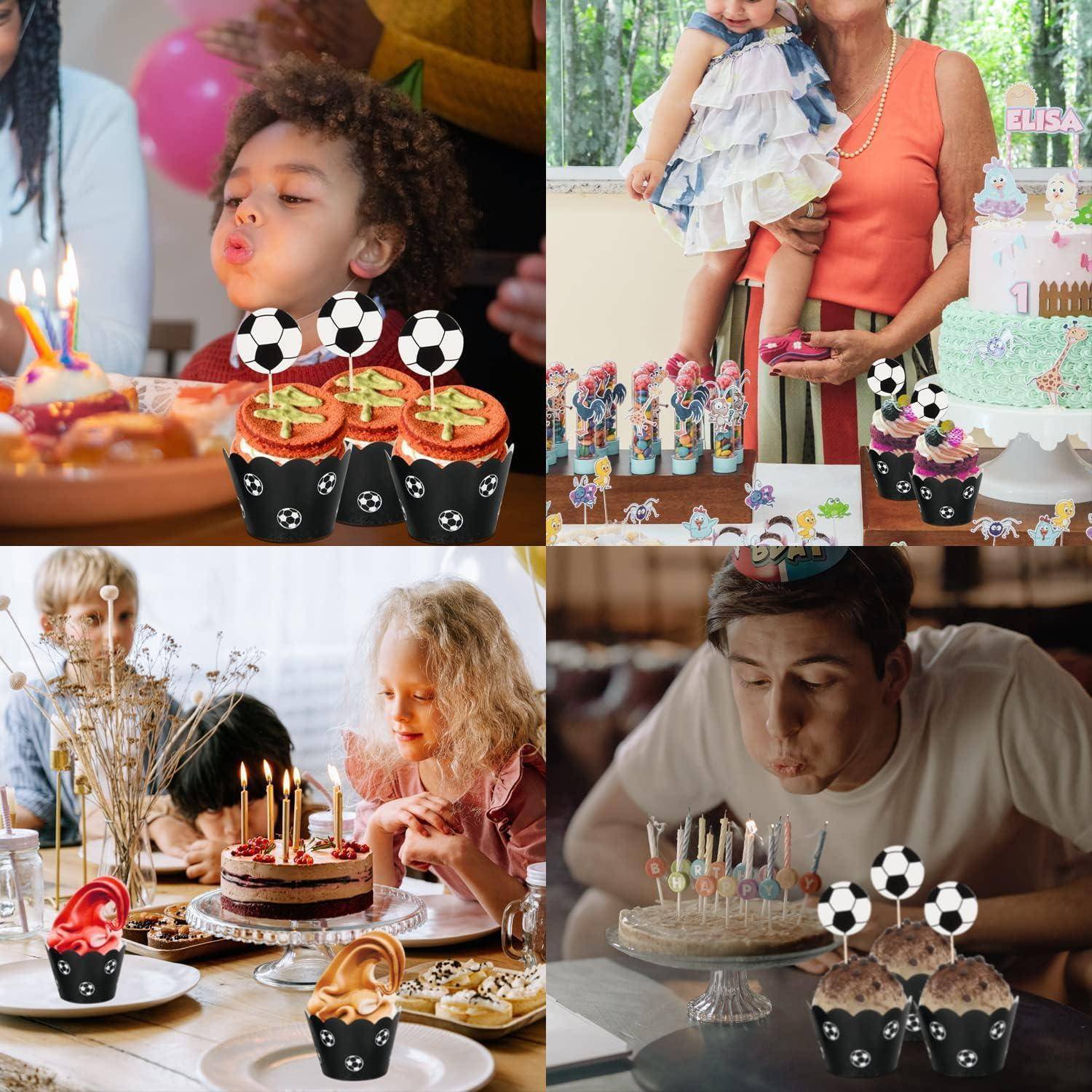 Fußball Cupcake Topper Set - 36 Stück Muffins Deko Fussball Mottoparty