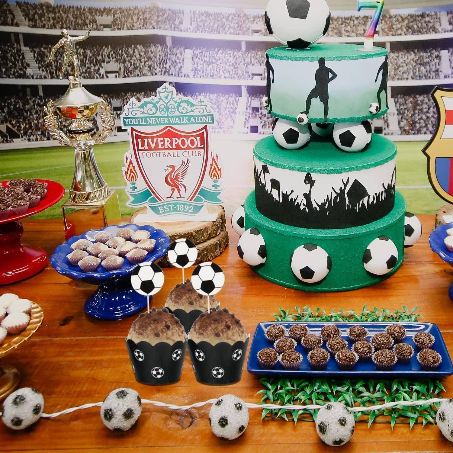 Fußball Cupcake Topper Set - 36 Stück Muffins Deko Fussball Mottoparty