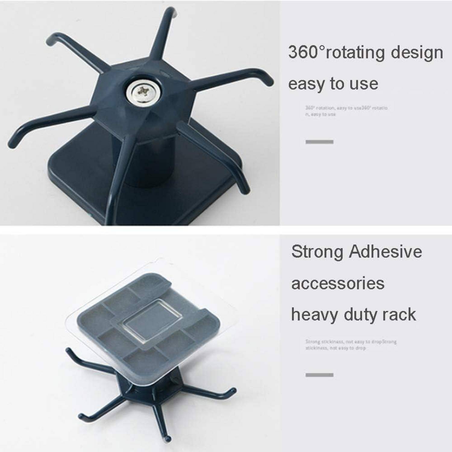 2 Stücke 360° drehbare Hakenleiste für Küchenutensilien Schwarz