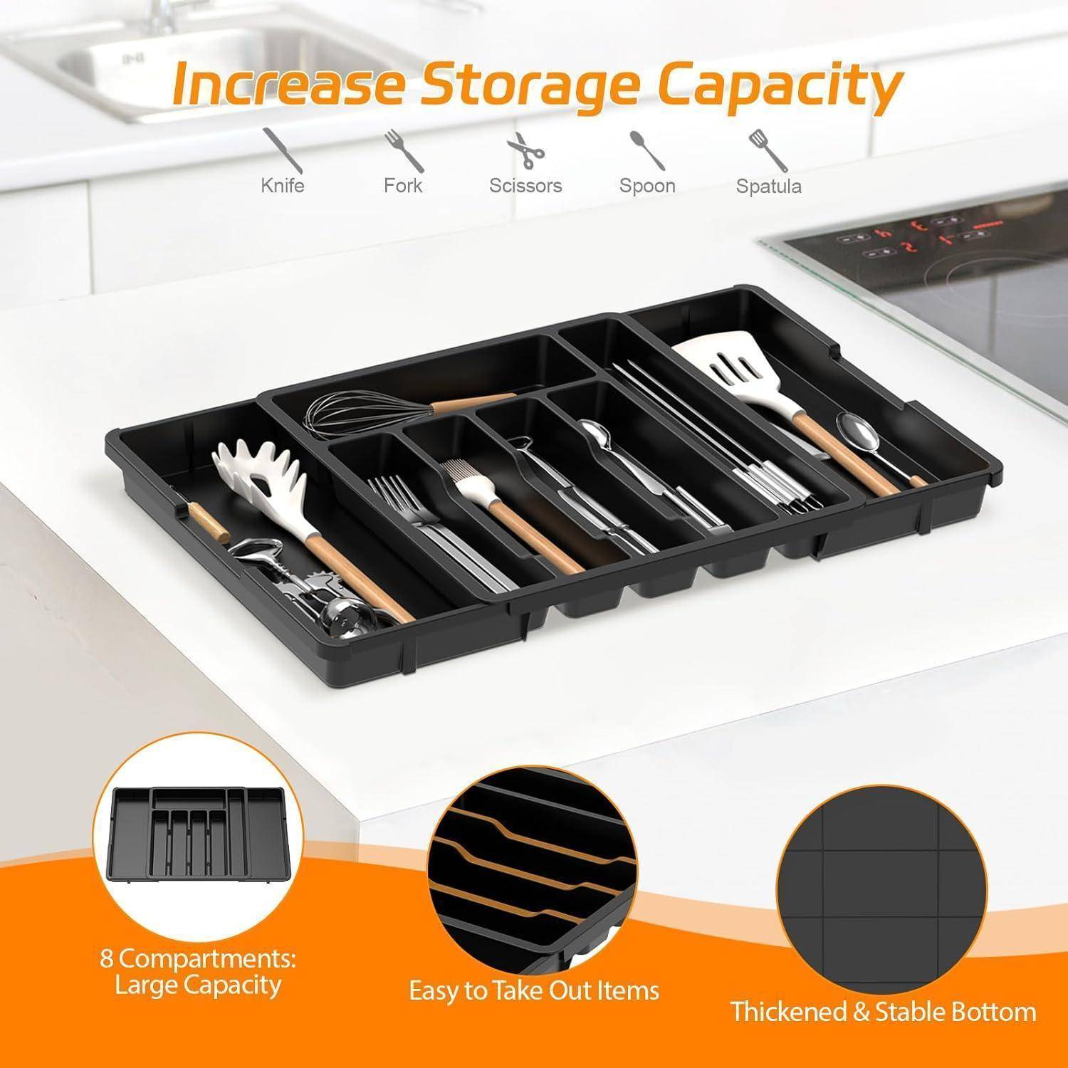 Besteckkasten Schubladen Besteckeinsatz Cutlery Organizer Erweiterbar