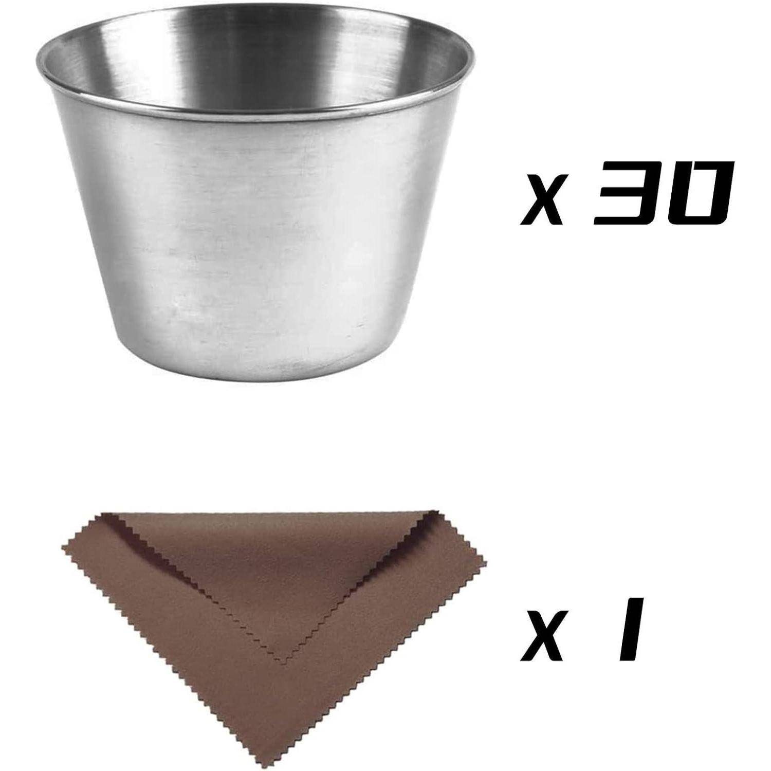 30-teiliger Edelstahl Saucenbecher 70 ml für Dip und Portionierung