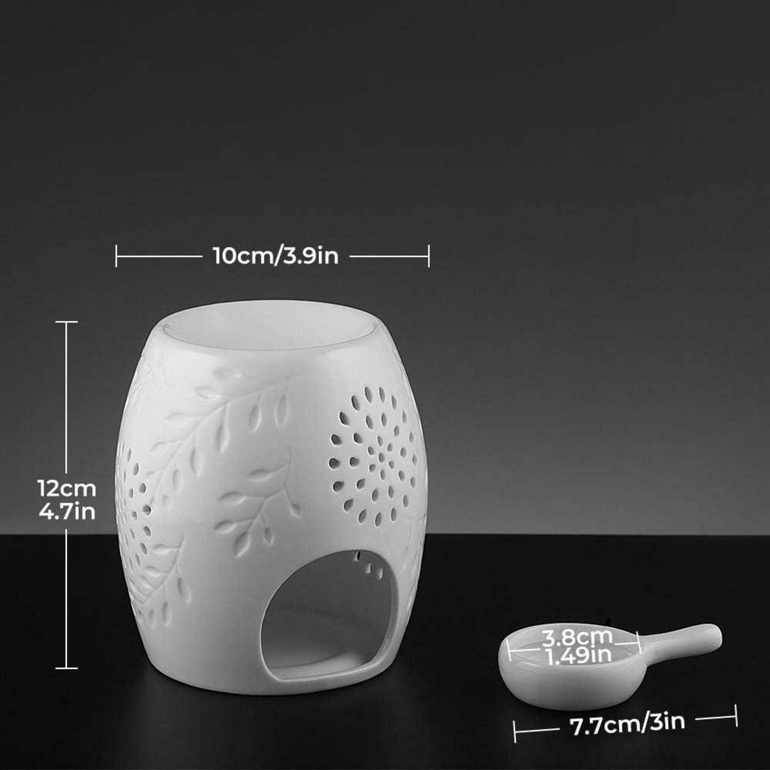 Aromalampe Teelichthalter Duftlampe Keramik weiß Candle Löffel Aroma
