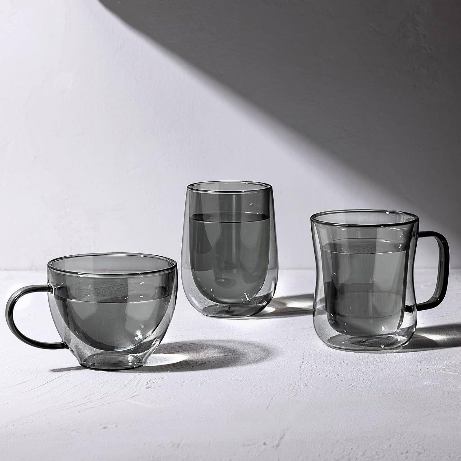 Schwarze Doppelwandige Kaffeegläser 350ml 2er Set Henkel Kaffeeglas
