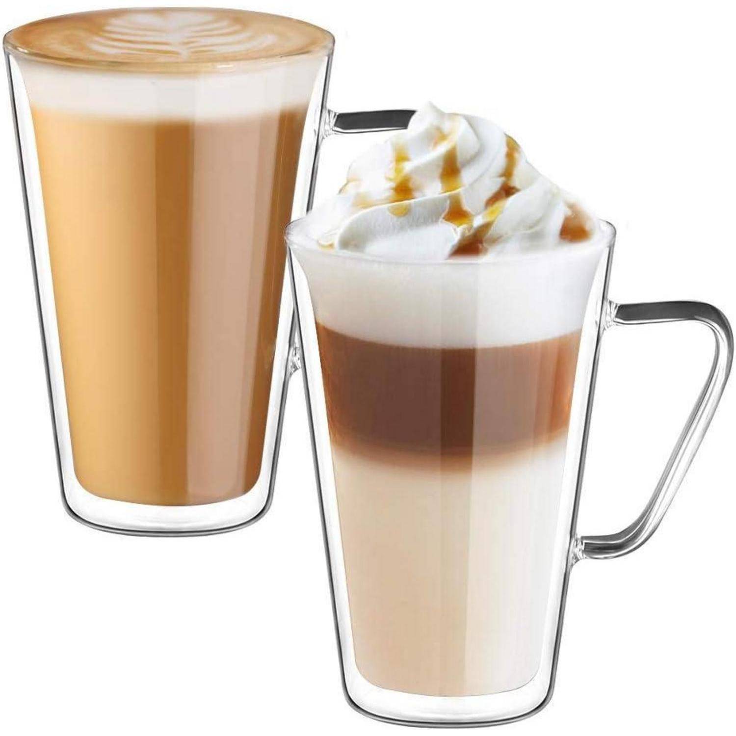 Doppelwandige Latte Macchiato Gläser Set 450ml Borosilikatglas 2er