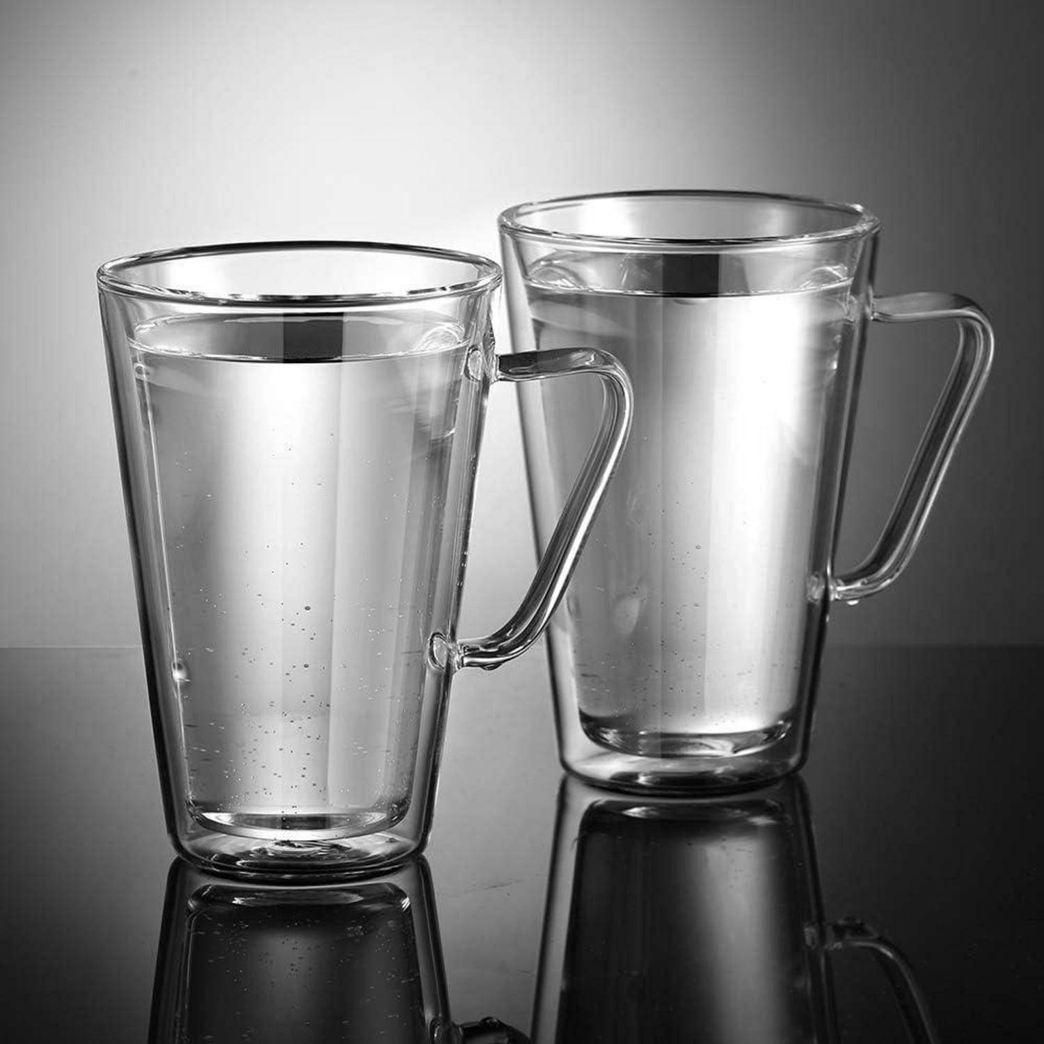 Doppelwandige Latte Macchiato Gläser Set 450ml Borosilikatglas 2er