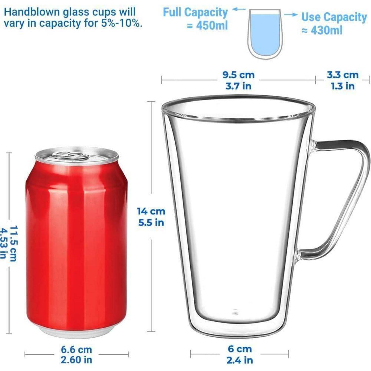 Doppelwandige Latte Macchiato Gläser Set 450ml Borosilikatglas 2er