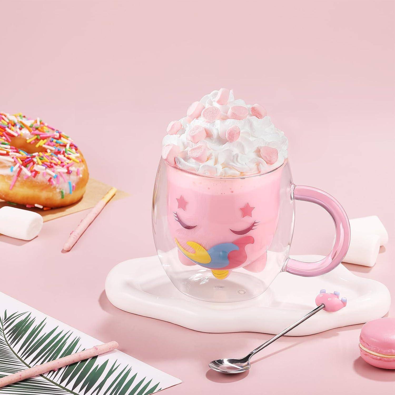 Doppelwandige Einhorn Kaffeetasse 280ml Teeglas, für Cappuccino Latte