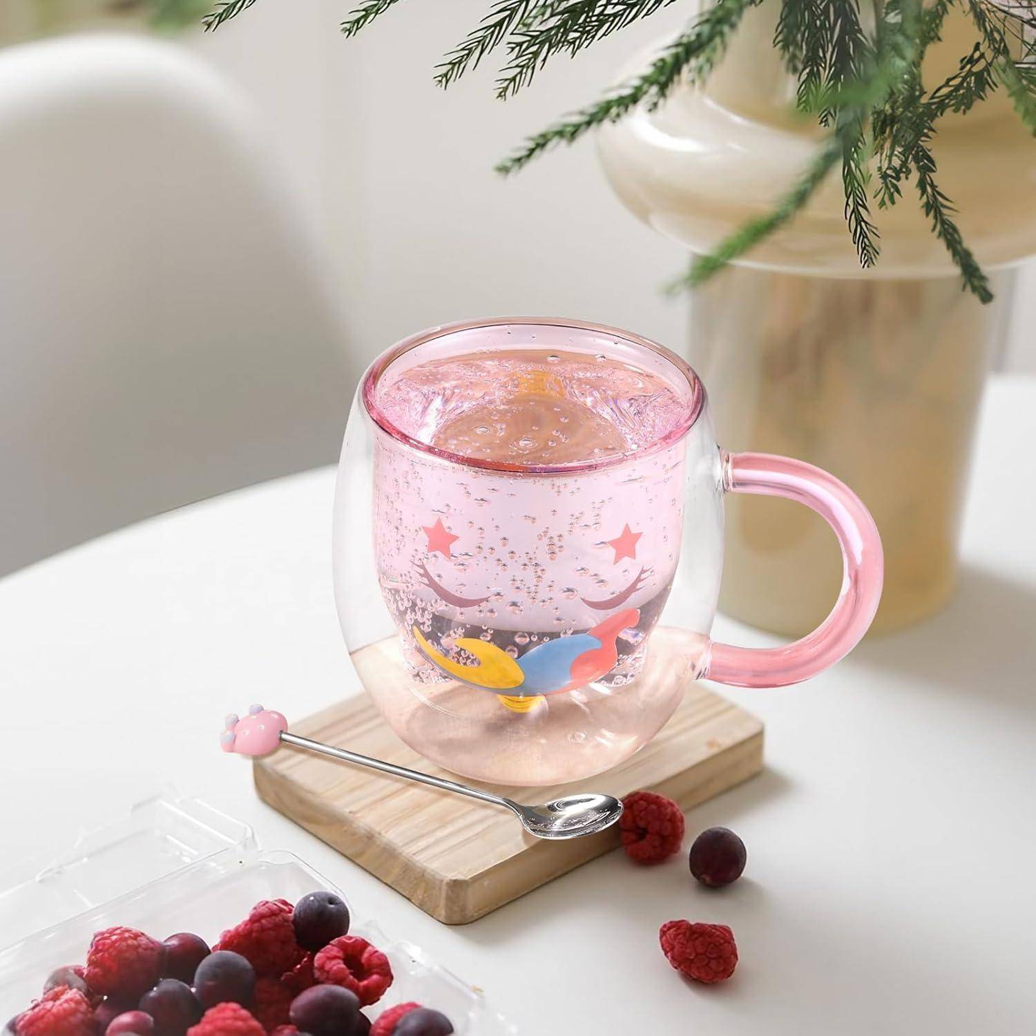 Doppelwandige Einhorn Kaffeetasse 280ml Teeglas, für Cappuccino Latte