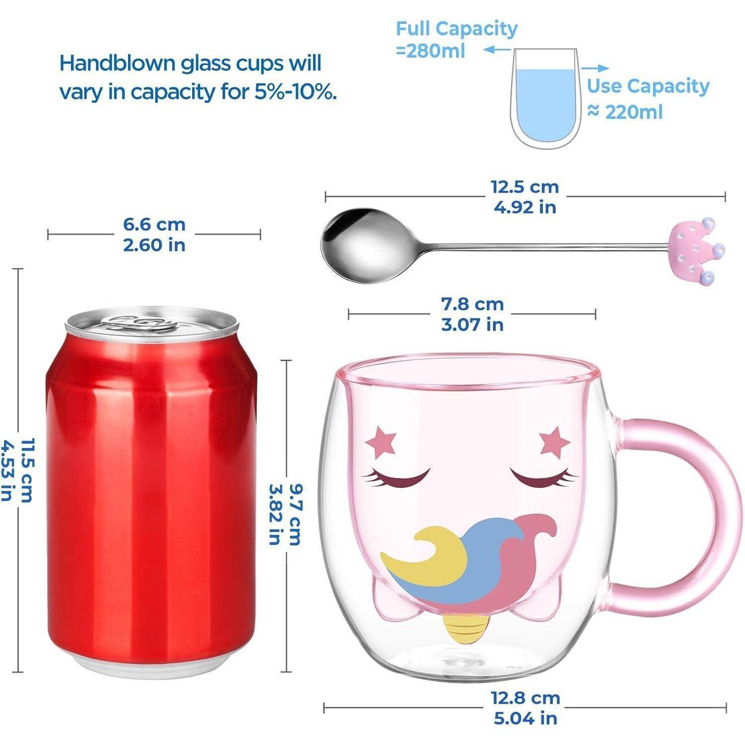 Doppelwandige Einhorn Kaffeetasse 280ml Teeglas, für Cappuccino Latte