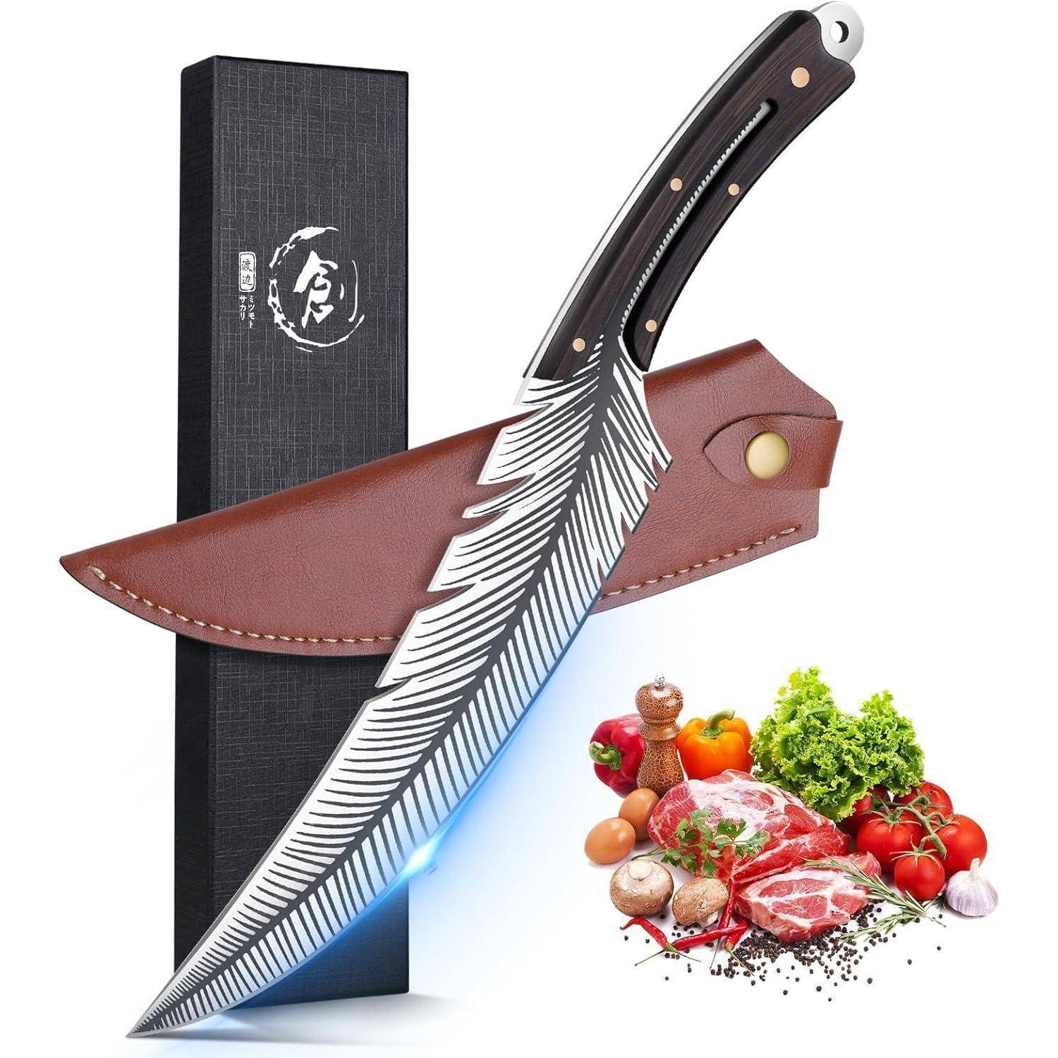 DRAGON RIOT Japanisches Profi Küchenmesser Scharf Grillmesser mit